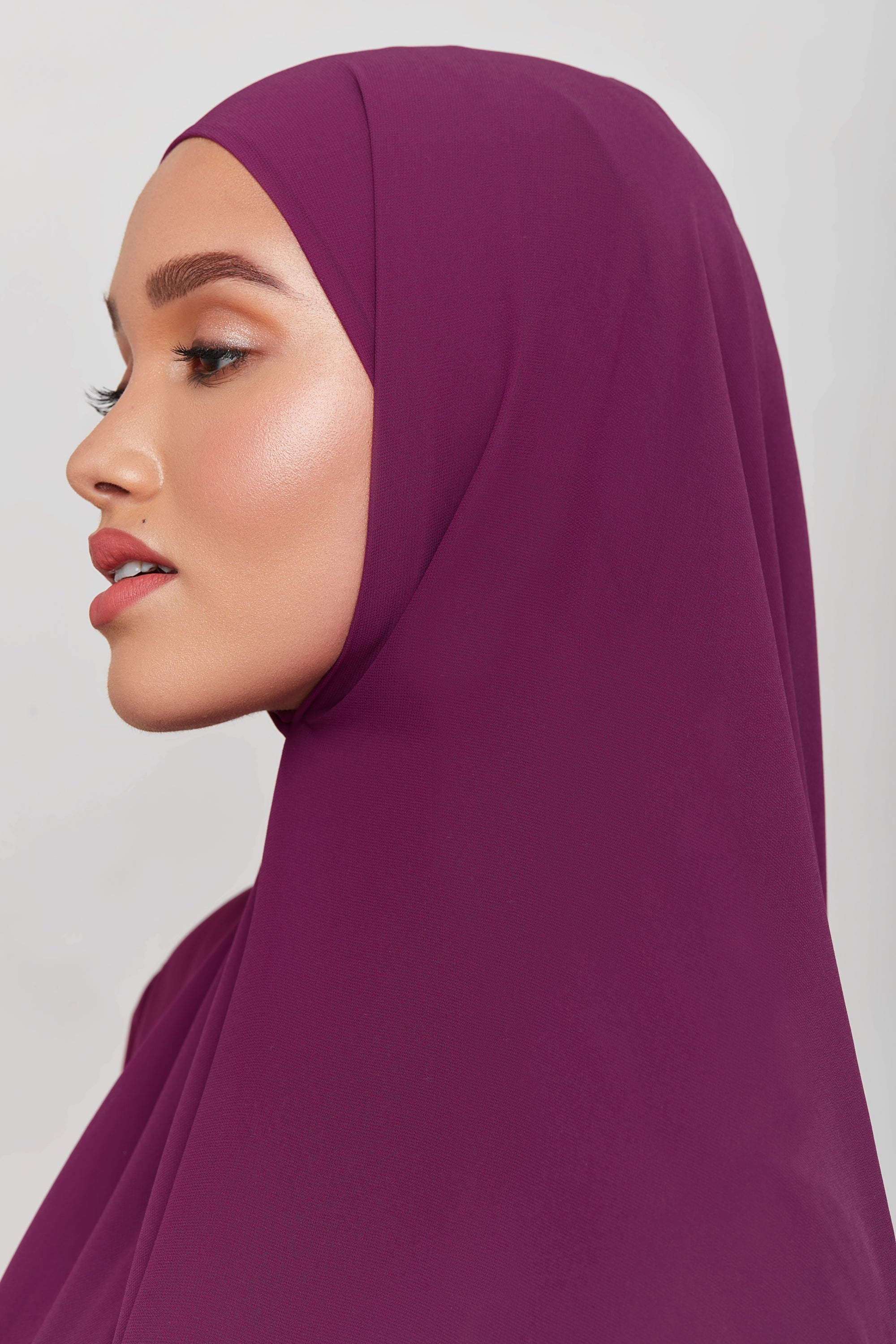 Chiffon LITE Hijab - Magenta Purple Veiled 