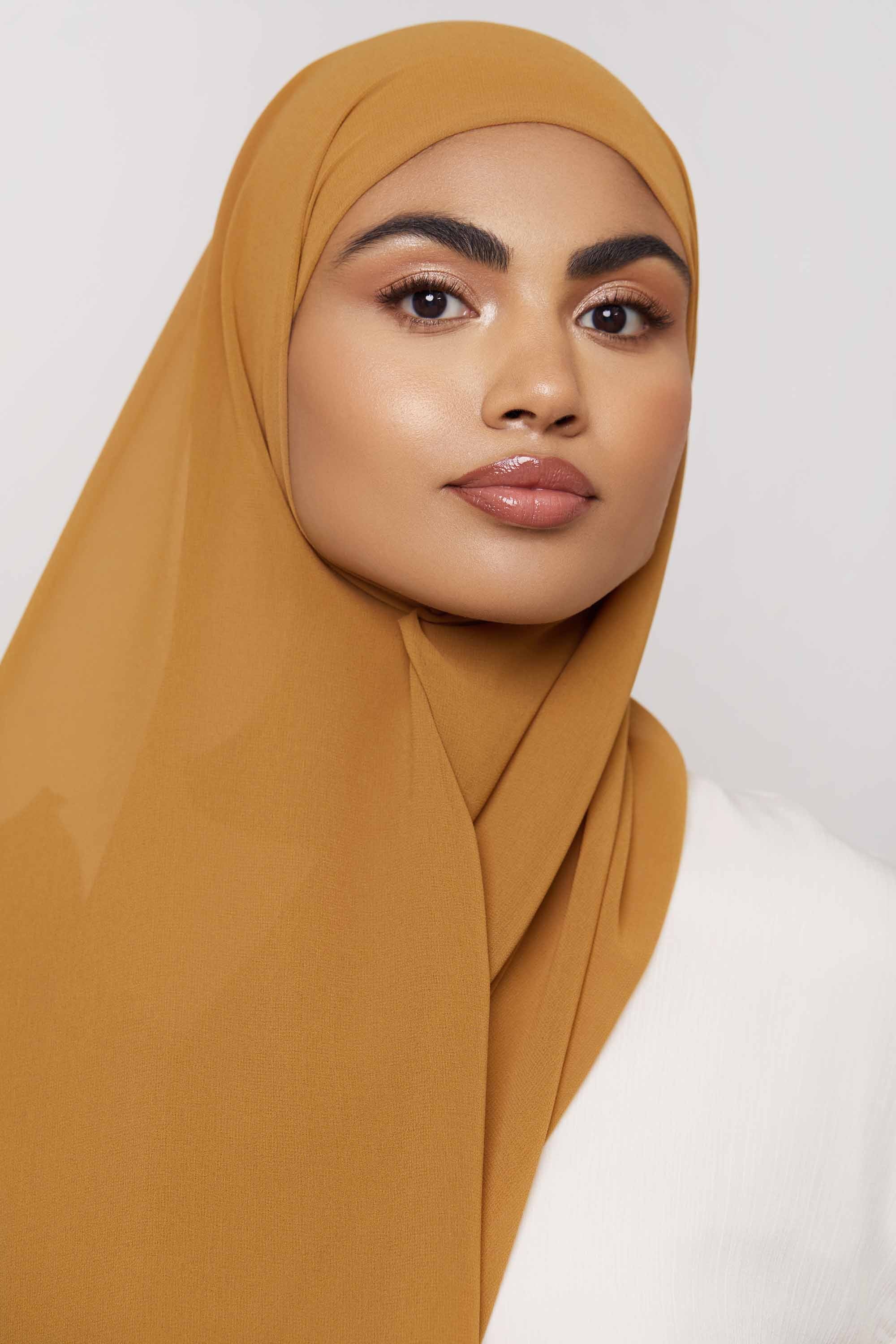 Chiffon Organza Trim Hijab - Brown Sugar Accessories Veiled 