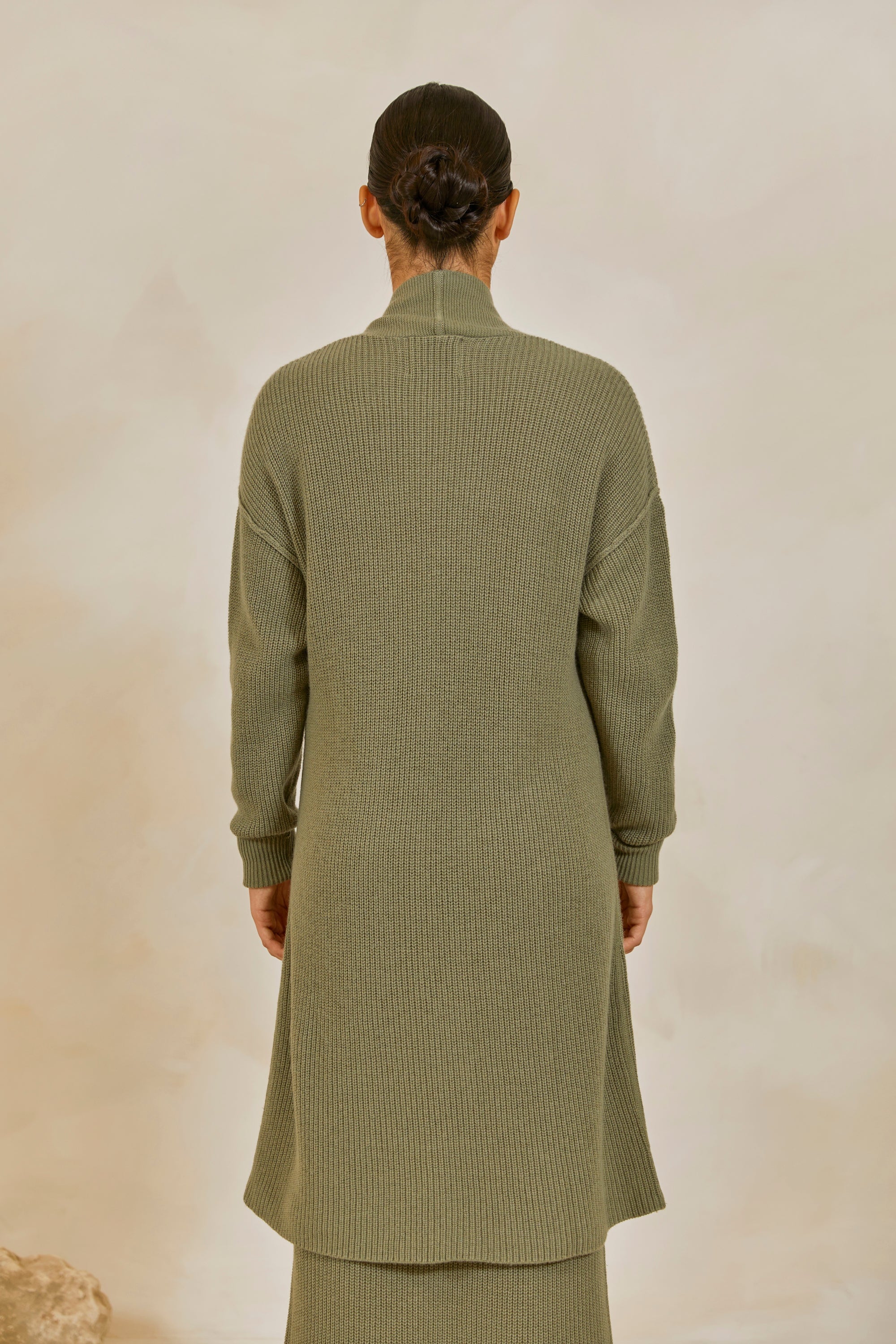 Chunky Knit Merino Wool Cardigan - Sage Veiled 