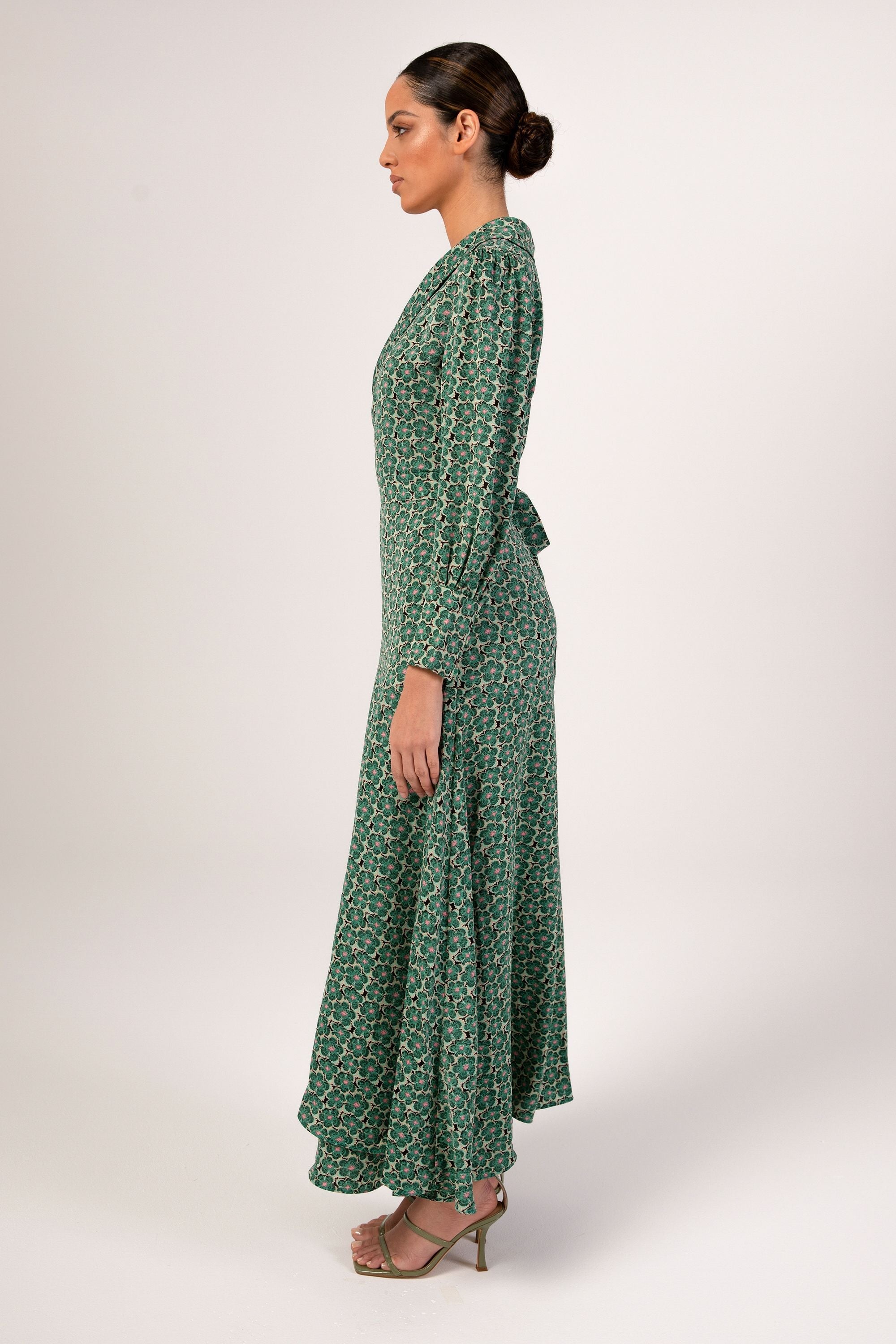 Emaly Green Garden Floral Maxi Dress Veiled Collection 