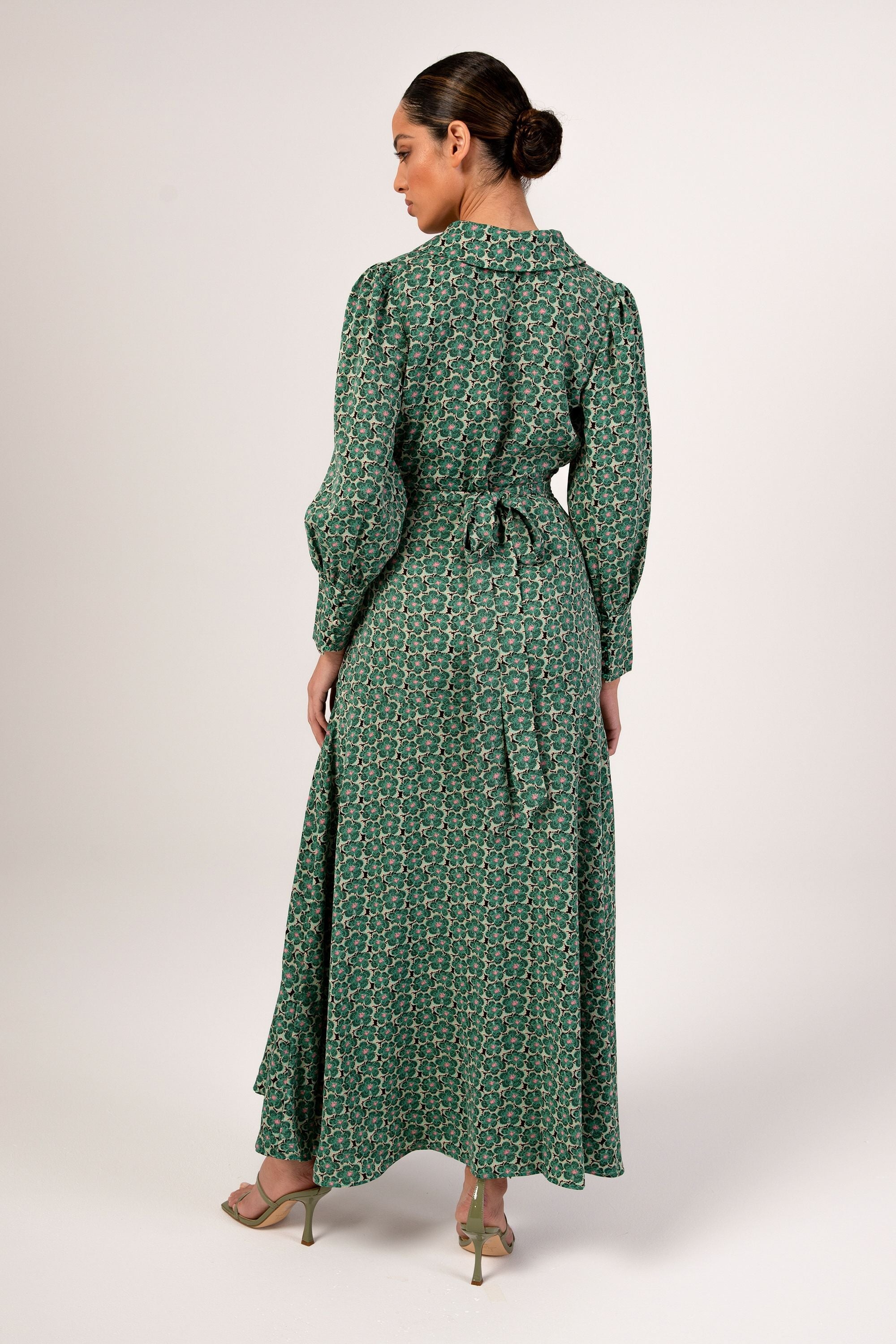 Emaly Green Garden Floral Maxi Dress Veiled Collection 