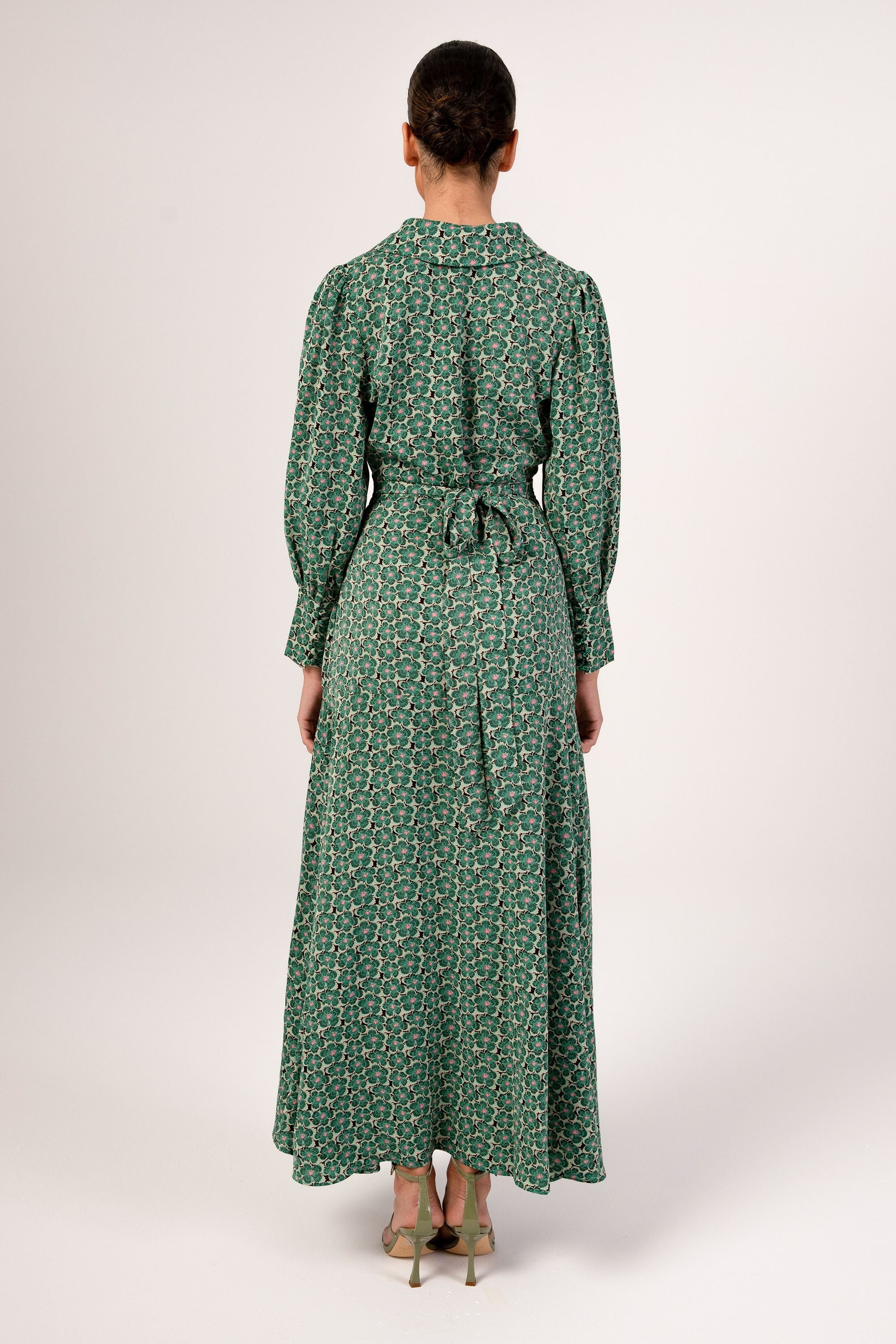 Emaly Green Garden Floral Maxi Dress Veiled Collection 