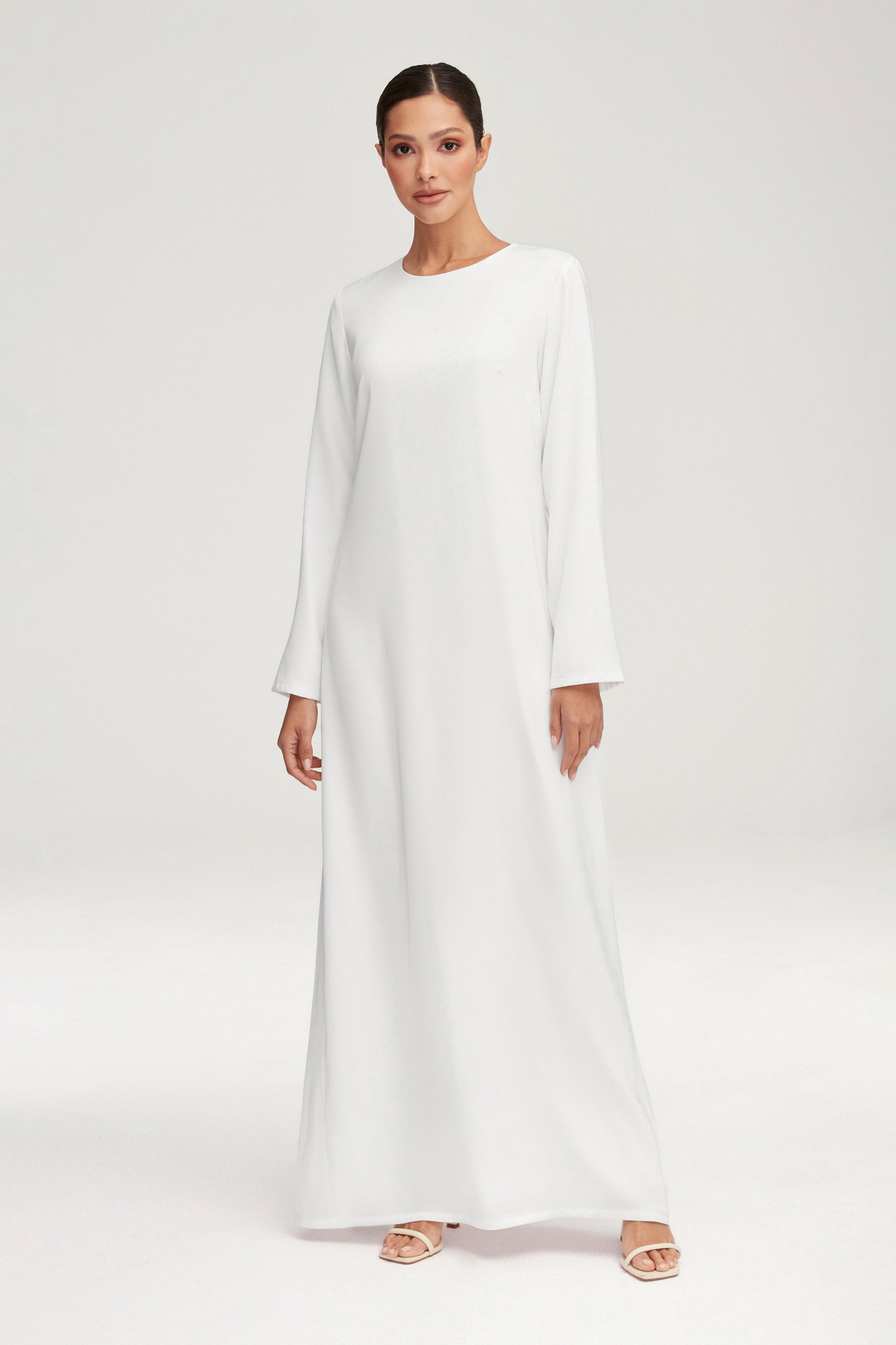 Essential Inner Slip Satin Maxi Dress - White Clothing Veiled 