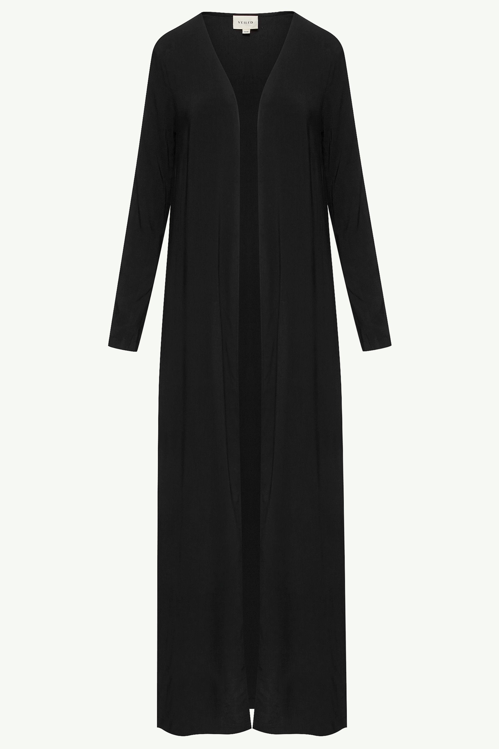 Essential Woven Open Abaya - Black Clothing Veiled 