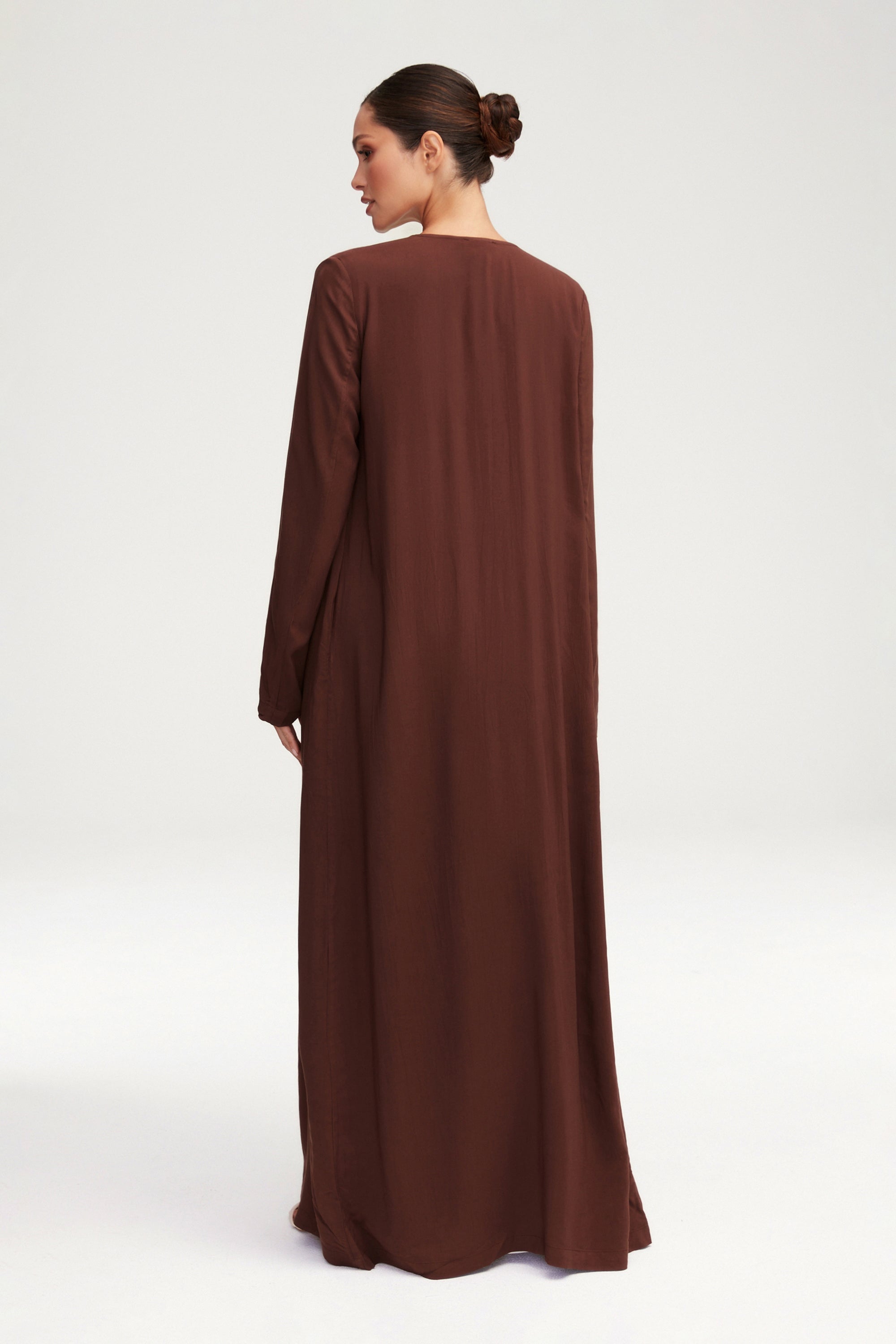 Essential Woven Open Abaya - Espresso Clothing Veiled 