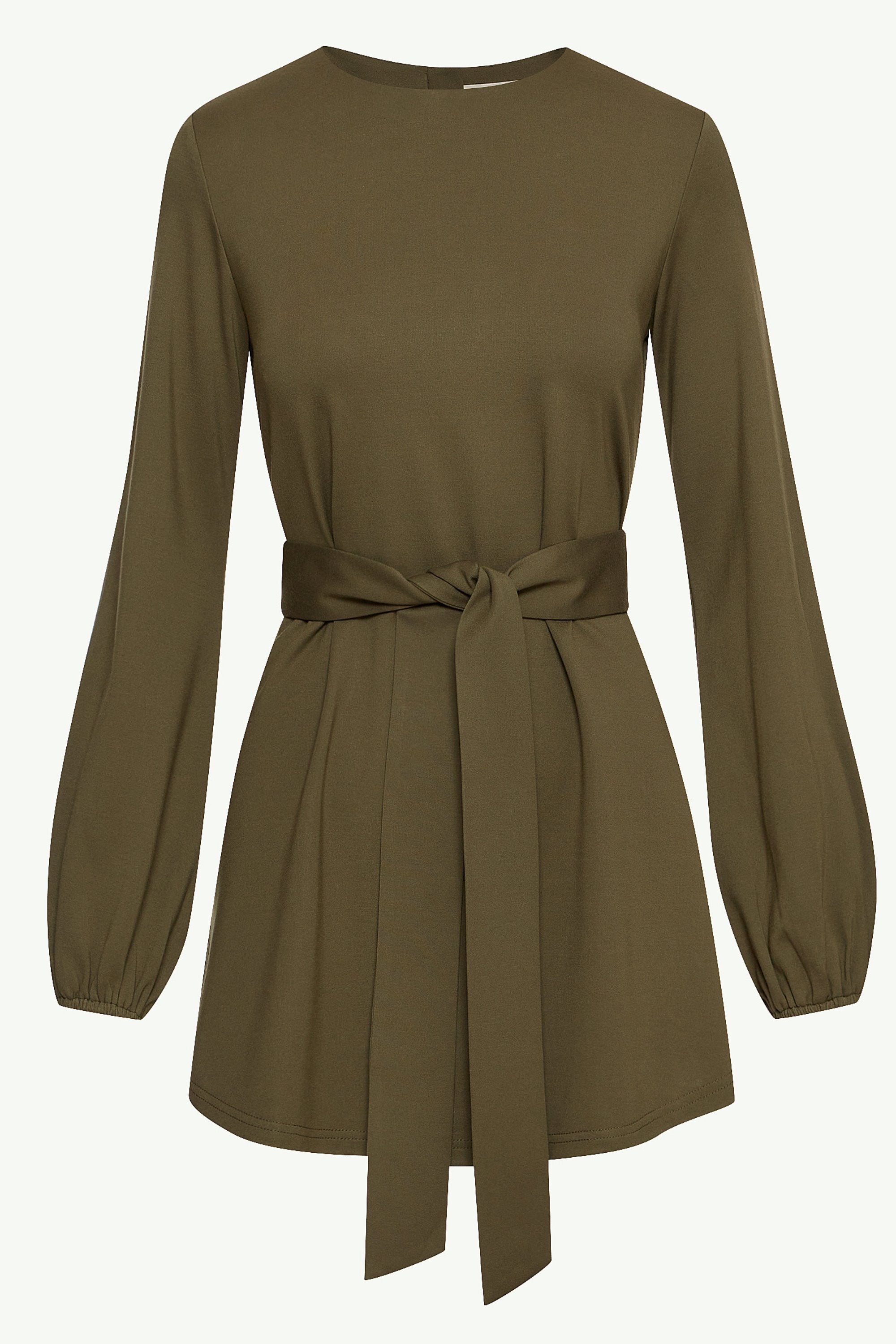 Fatima Everyday Belted Jersey Top - Olive Clothing Veiled 