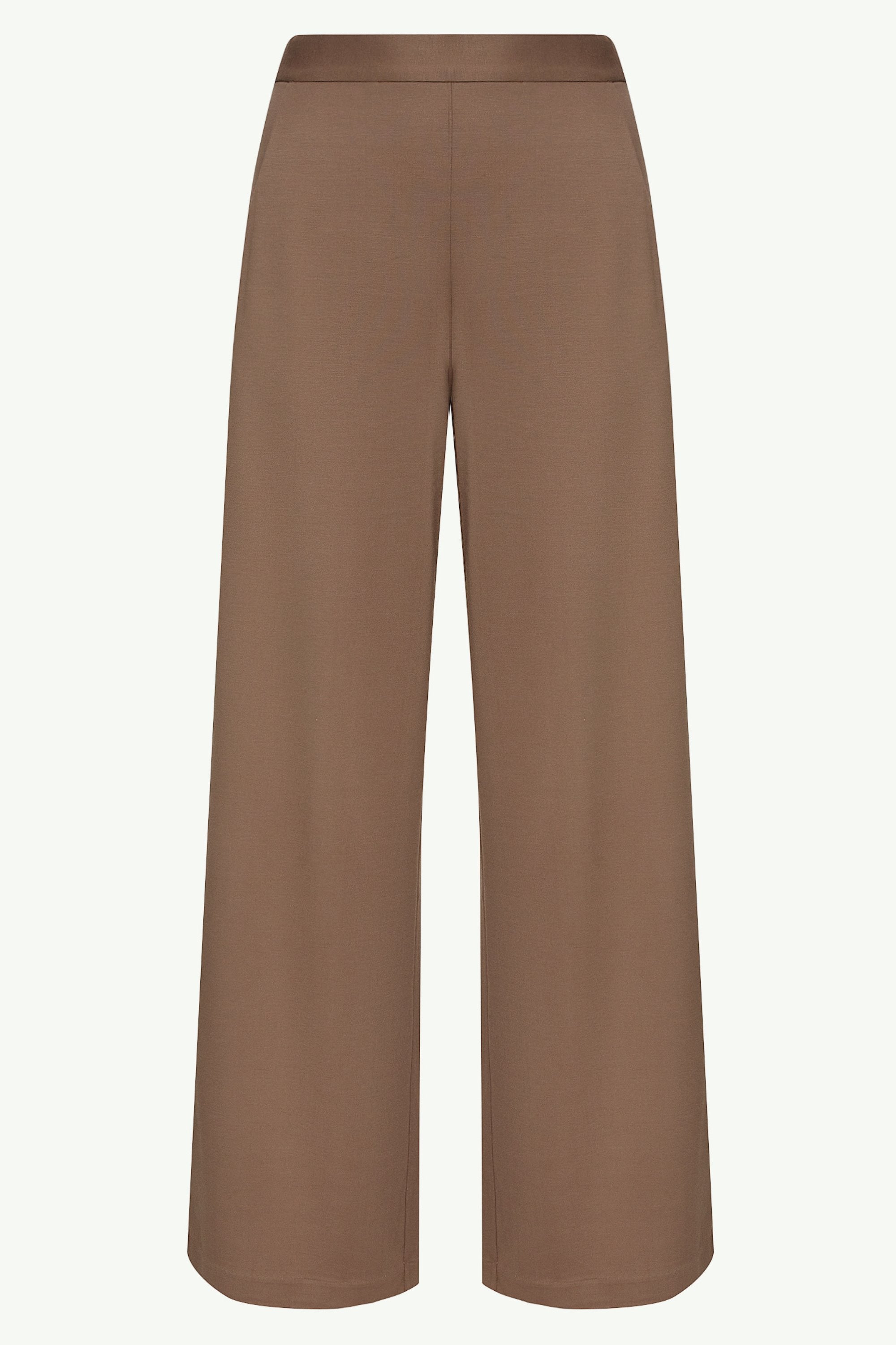 Fatima Everyday Wide Leg Jersey Pants - Dark Taupe Clothing Veiled 