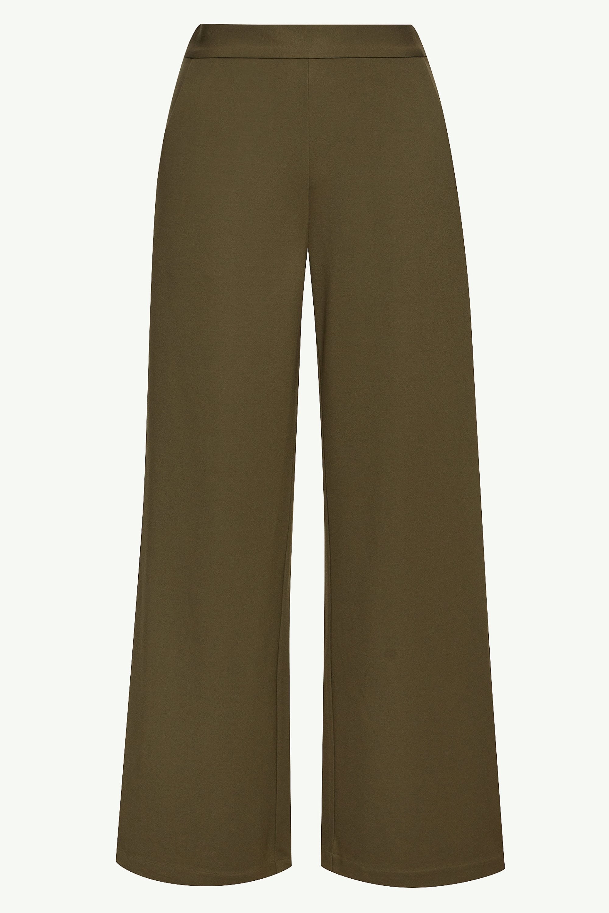 Fatima Everyday Wide Leg Jersey Pants - Olive Clothing Veiled 