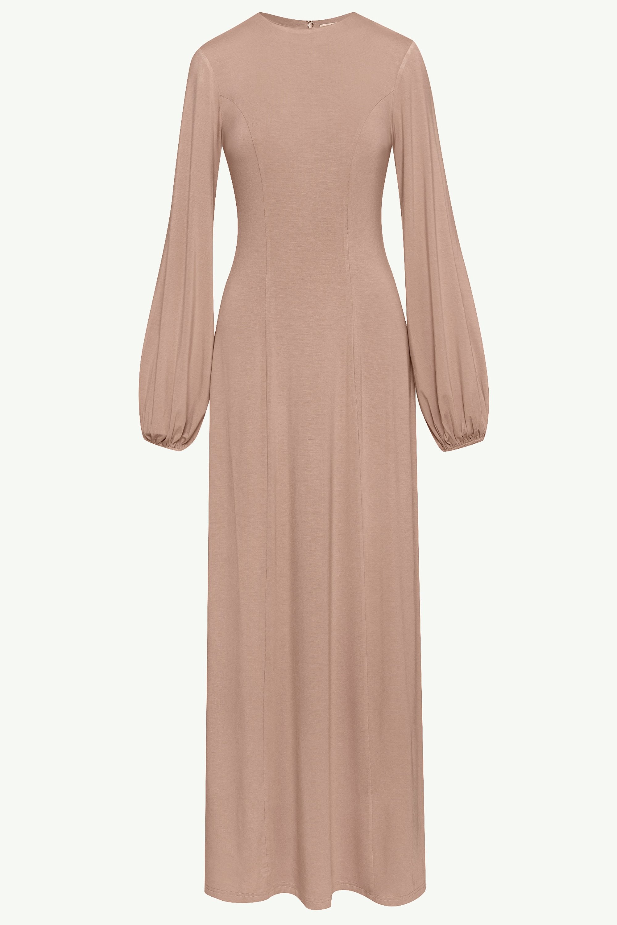 Hayat Jersey Princess Seam Maxi Dress - Mink Clothing Veiled 