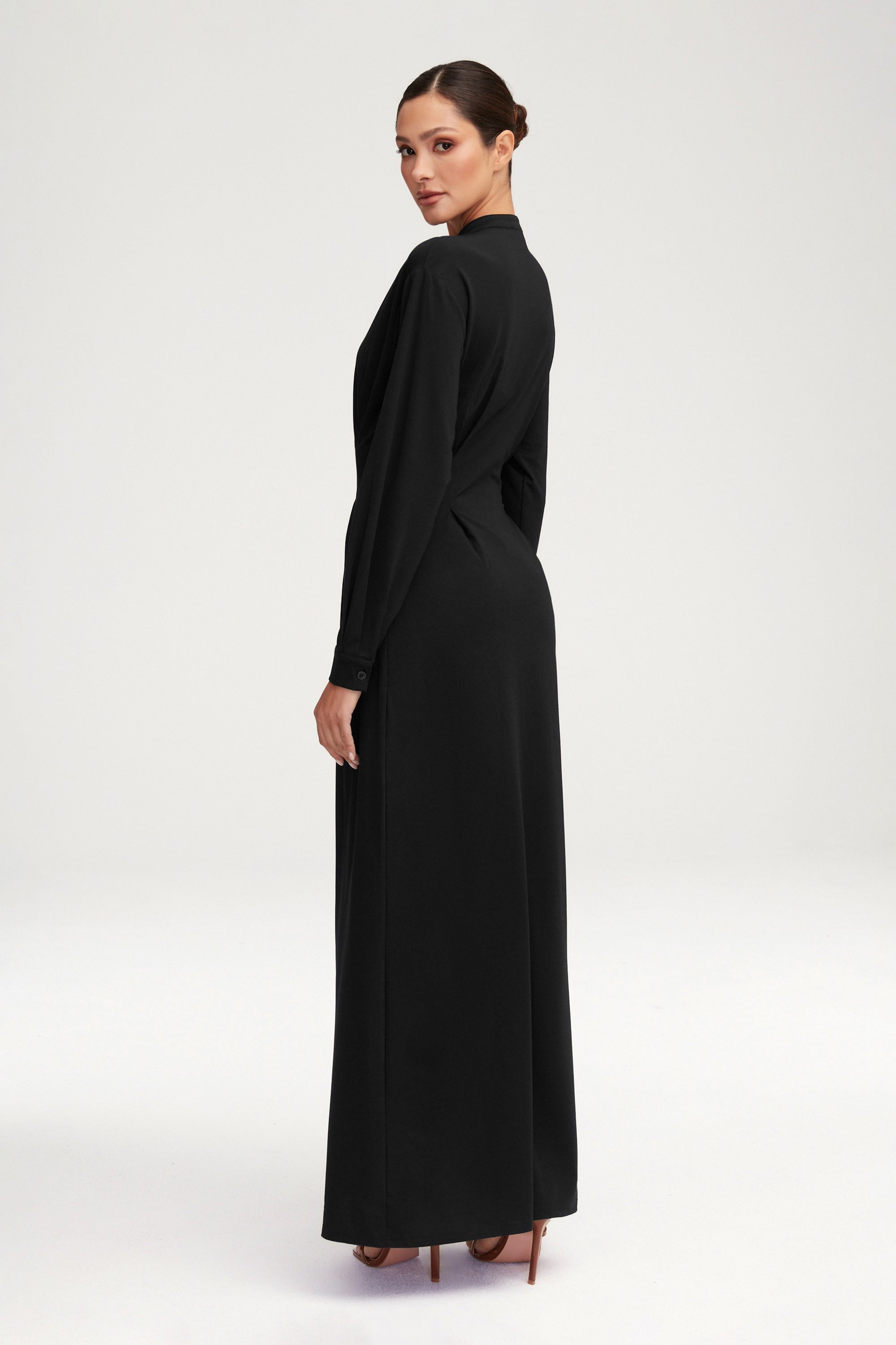 Ivy Jersey Button Down Maxi Dress - Black Clothing Veiled 