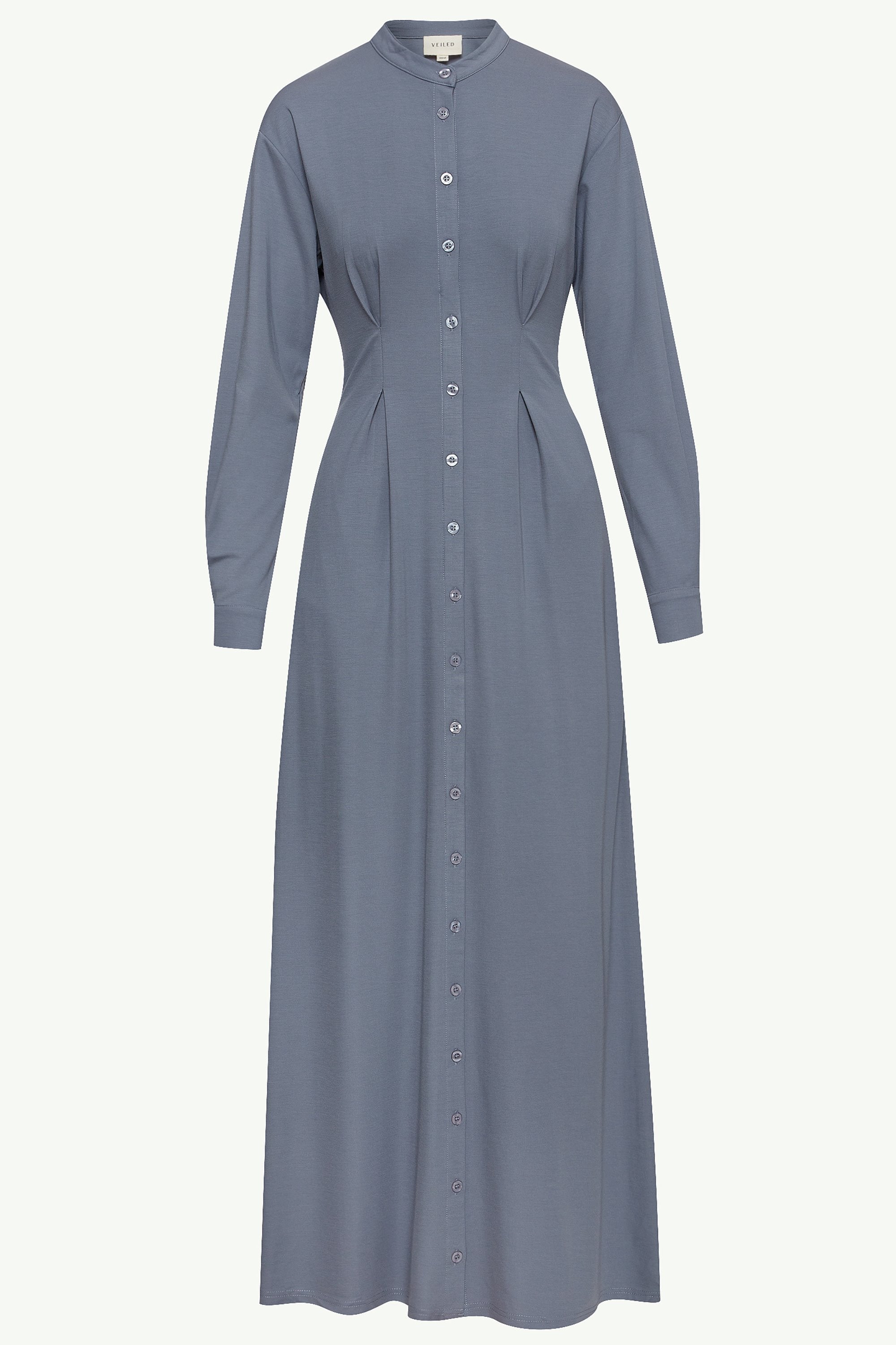 Ivy Jersey Button Down Maxi Dress - Dusk Blue Clothing Veiled 