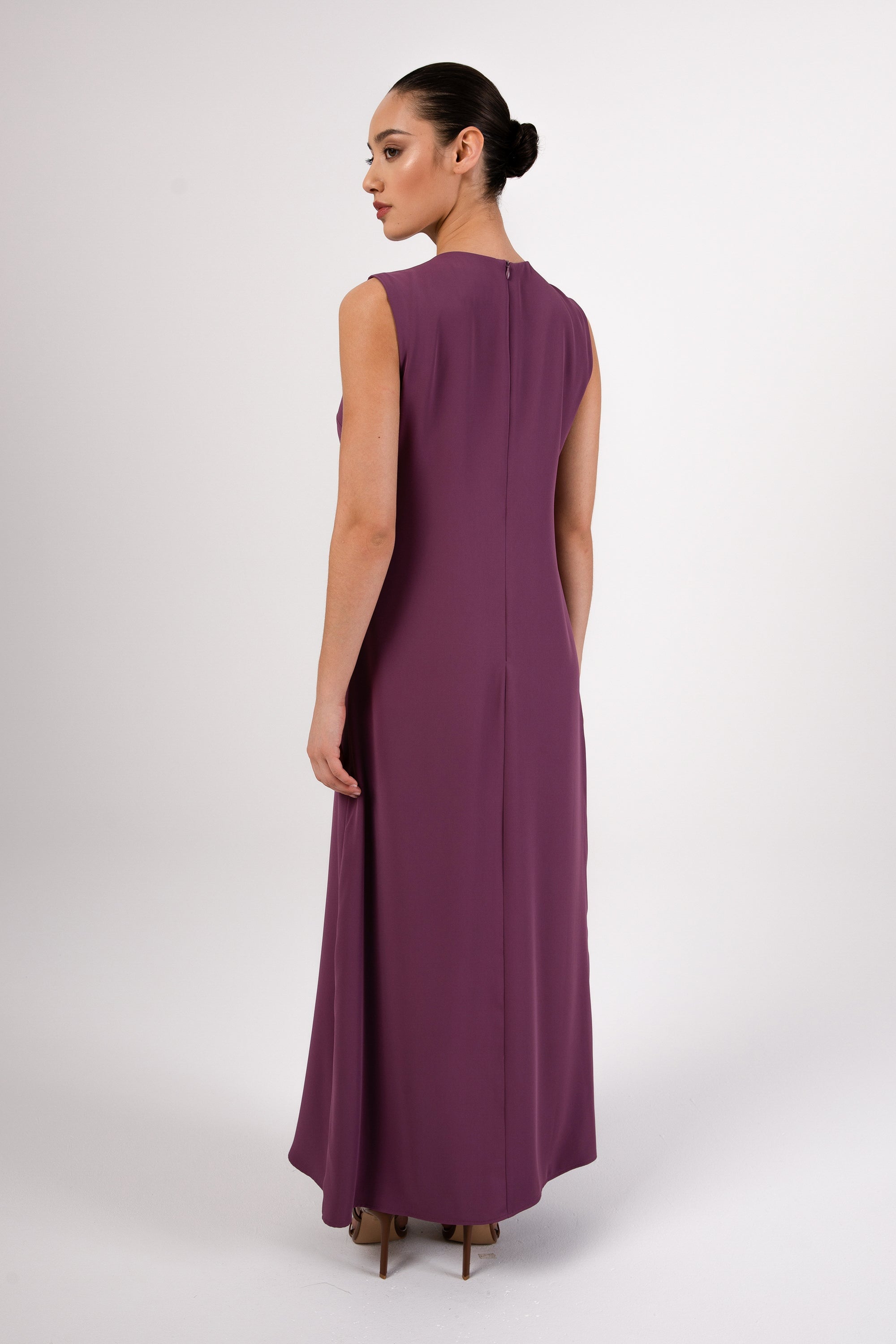 Jamila Sleeveless Maxi Dress - Dark Mauve Veiled 