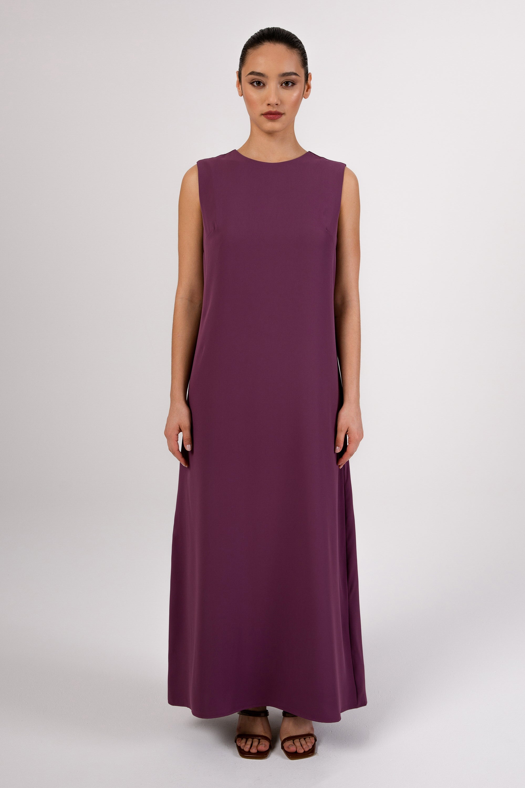 Jamila Sleeveless Maxi Dress - Dark Mauve Veiled 