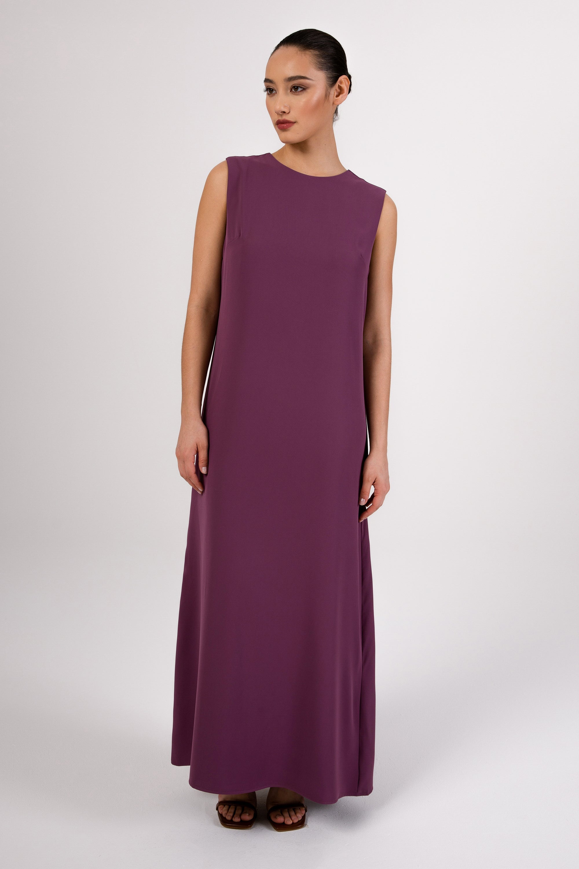 Jamila Sleeveless Maxi Dress - Dark Mauve Veiled 