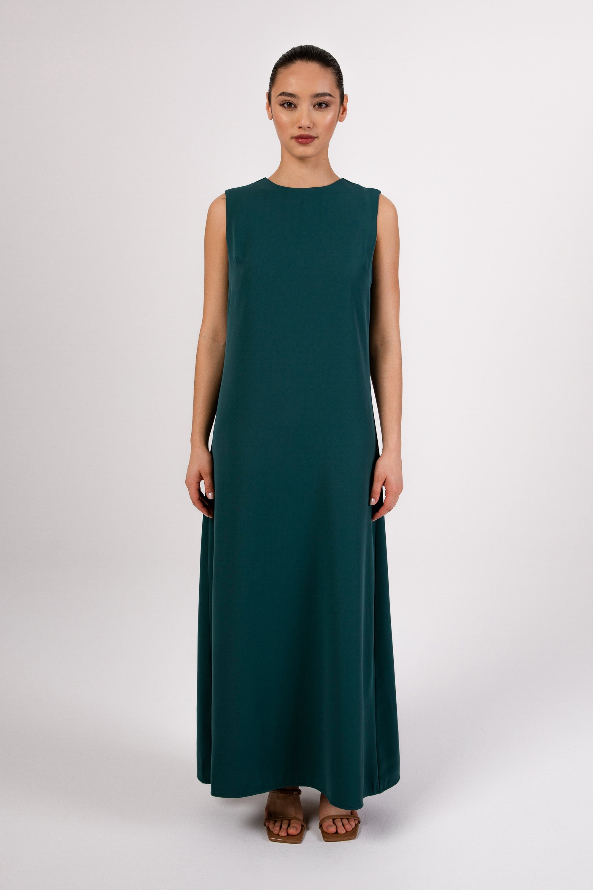 Jamila Sleeveless Maxi Dress - Teal Veiled 