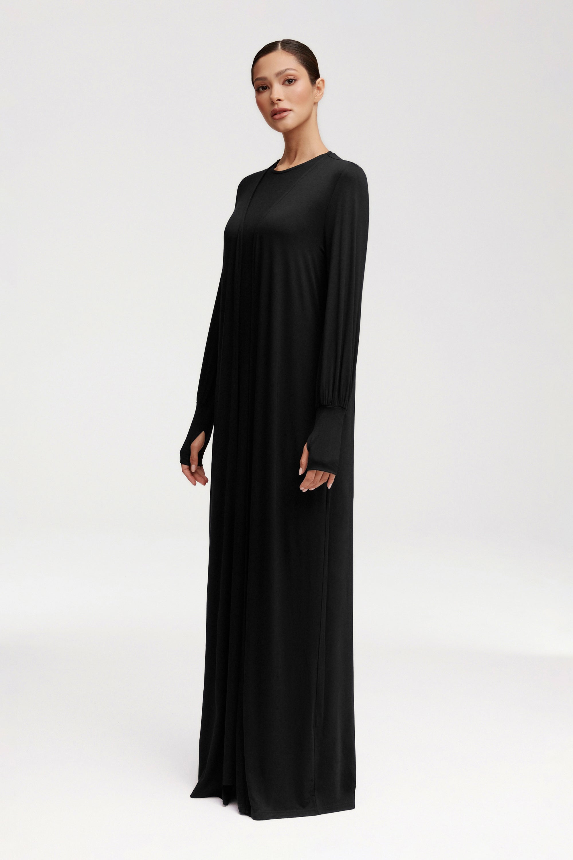 Jenin Jersey Open Abaya - Black Clothing Veiled 