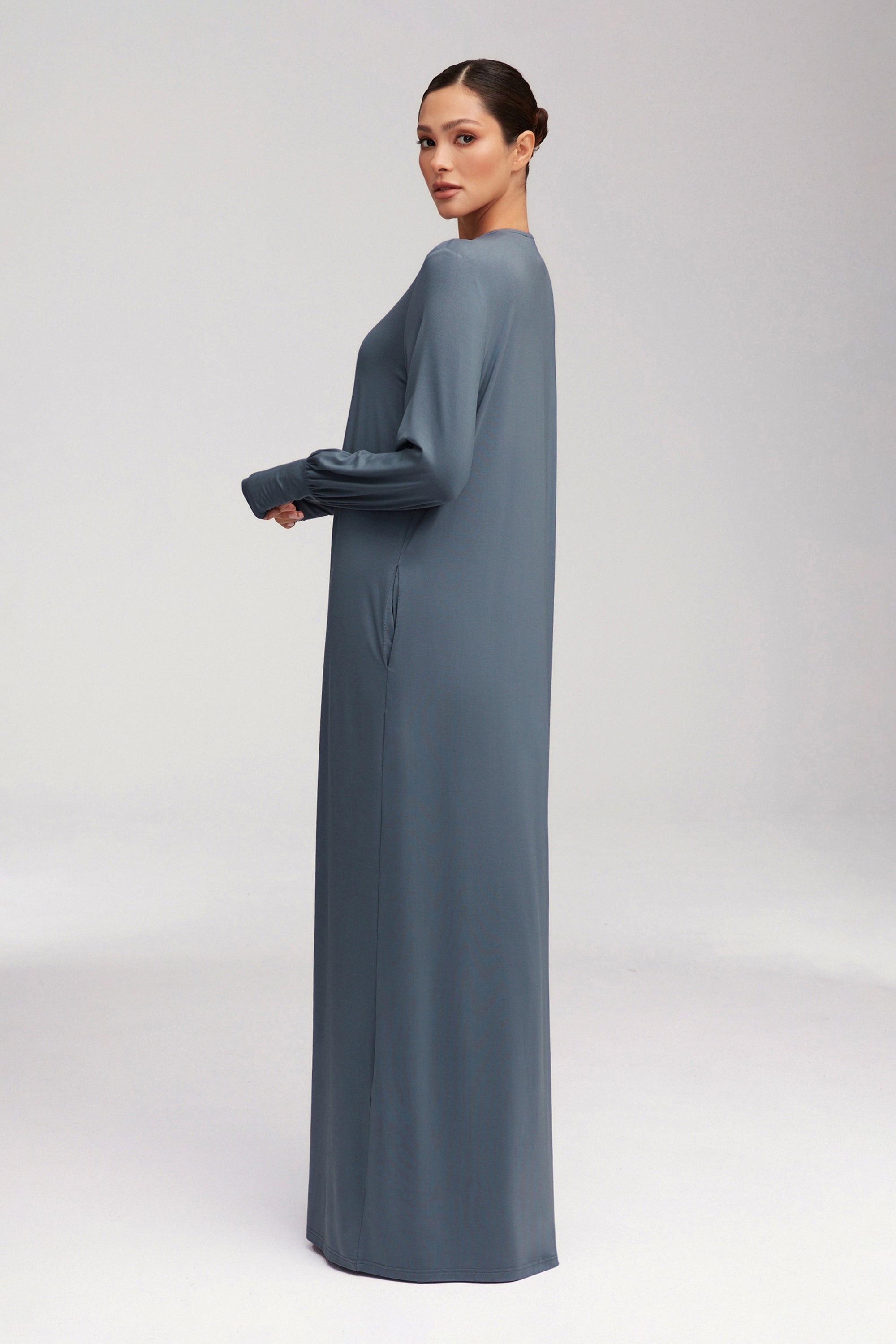 Jenin Jersey Open Abaya - Dusk Clothing Veiled 