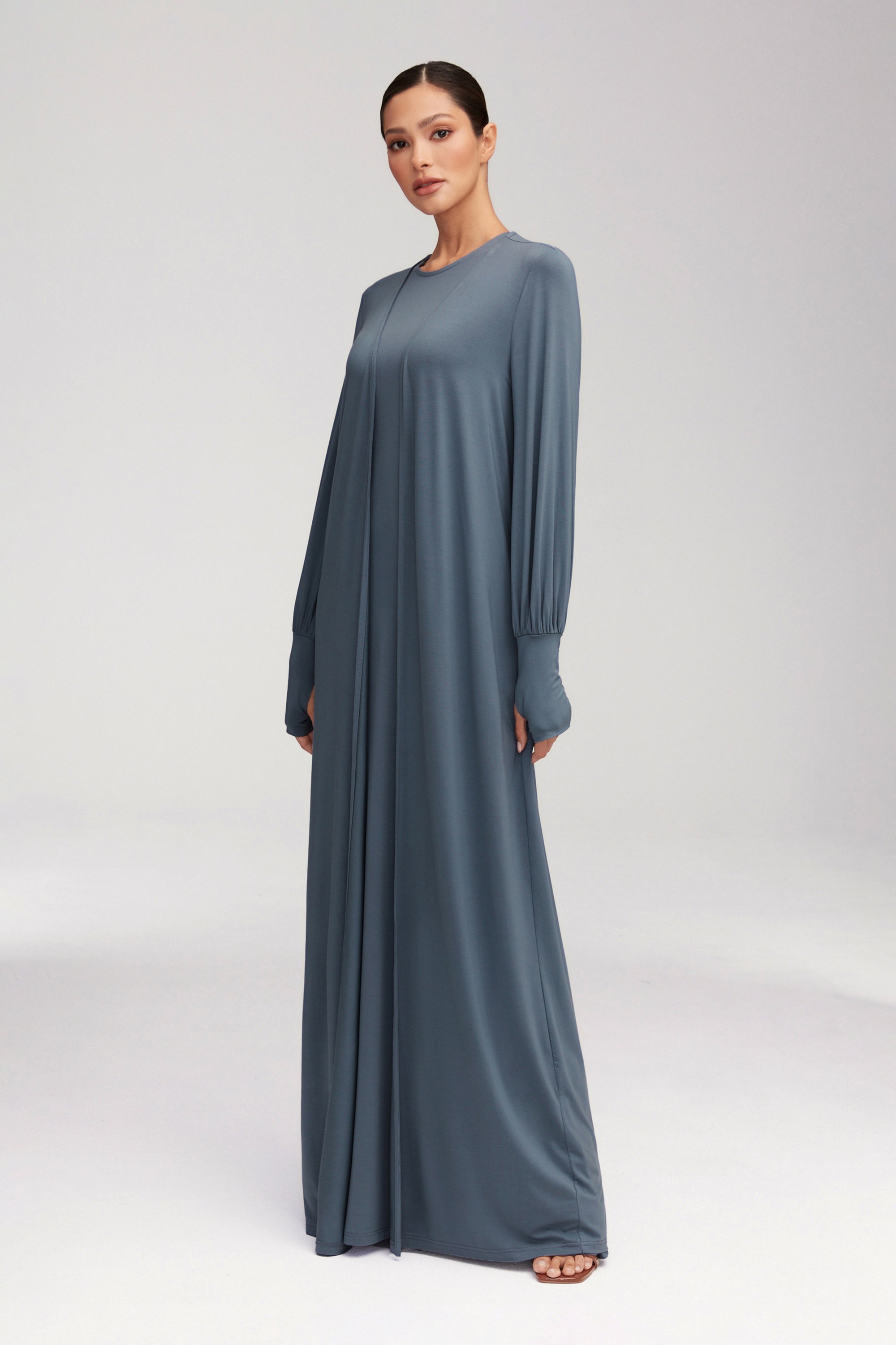 Jenin Jersey Open Abaya - Dusk Clothing Veiled 