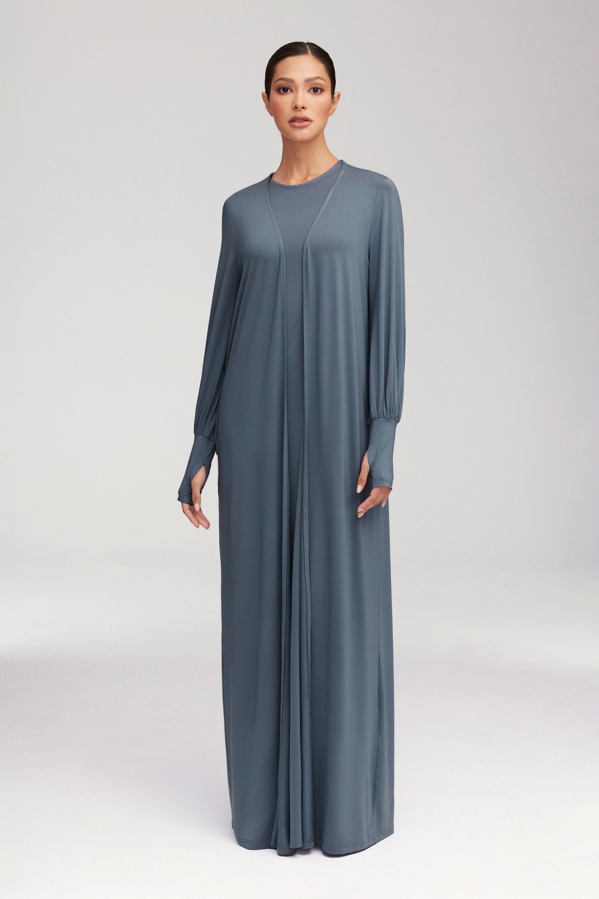 Jenin Jersey Open Abaya - Dusk Clothing Veiled 