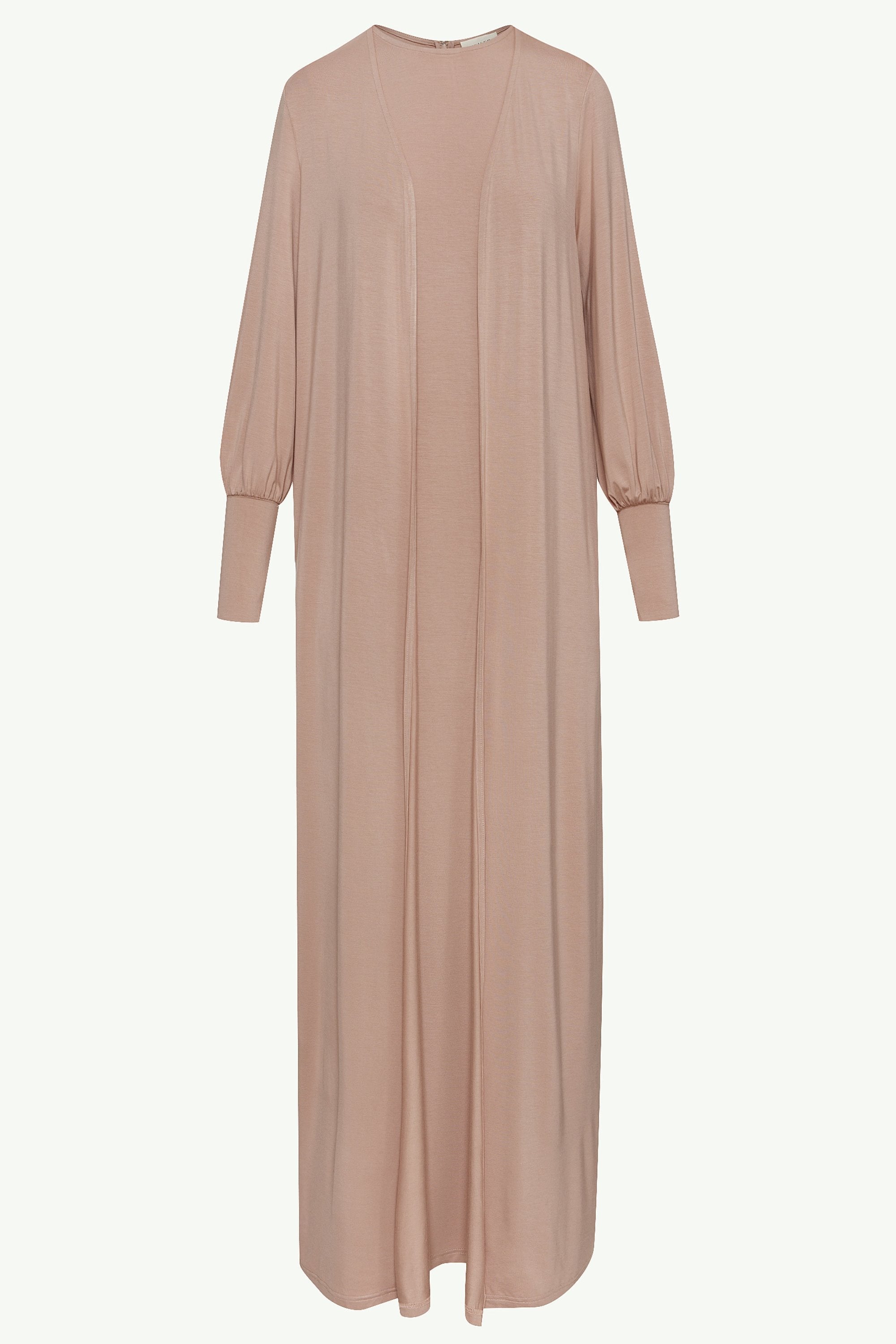 Jenin Jersey Open Abaya & Maxi Dress Set - Mink Clothing Veiled 