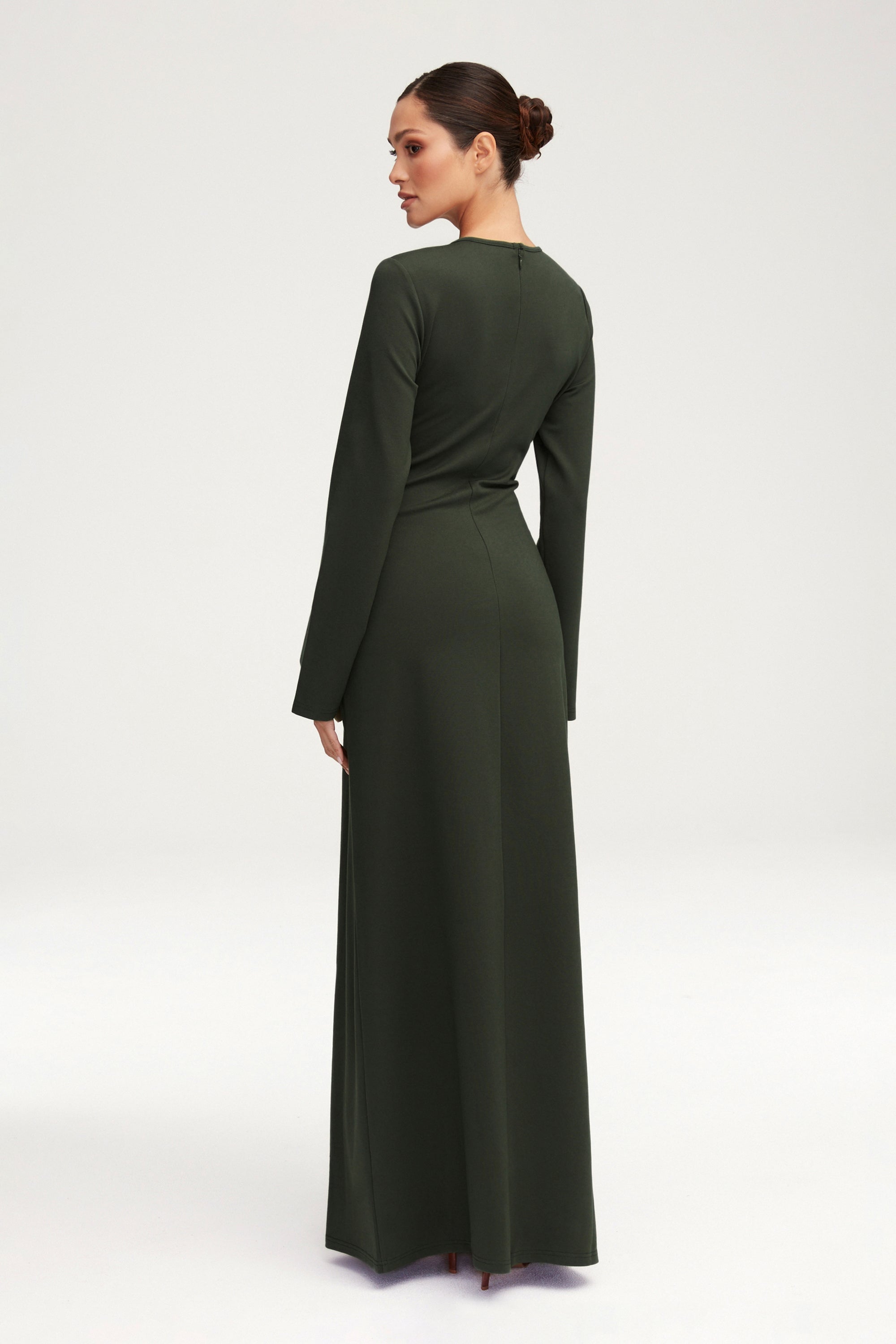 Jersey Tie Front Maxi Dress - Dark Cactus Clothing Veiled 