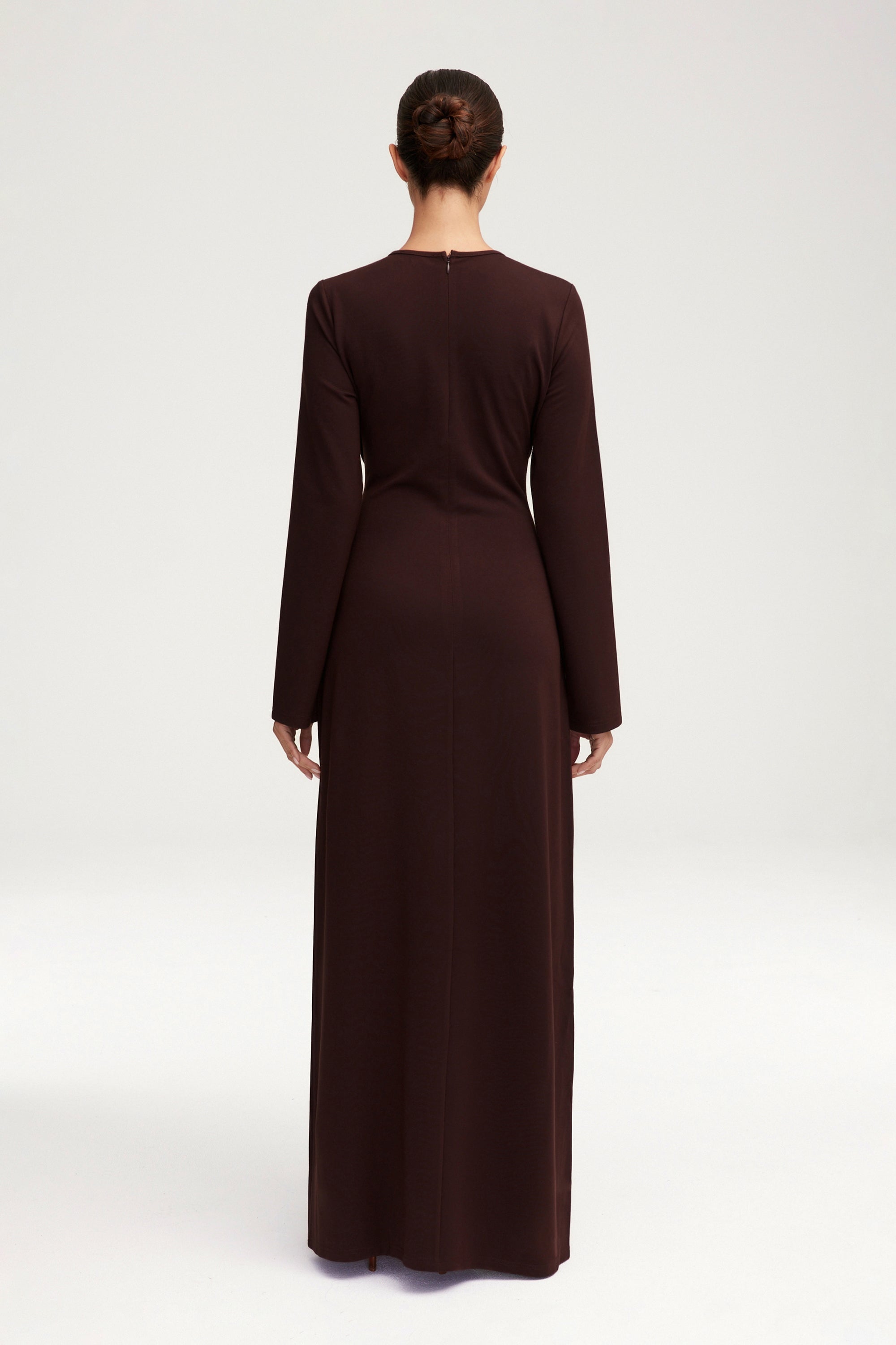 Jersey Tie Front Maxi Dress - Espresso Clothing Veiled 