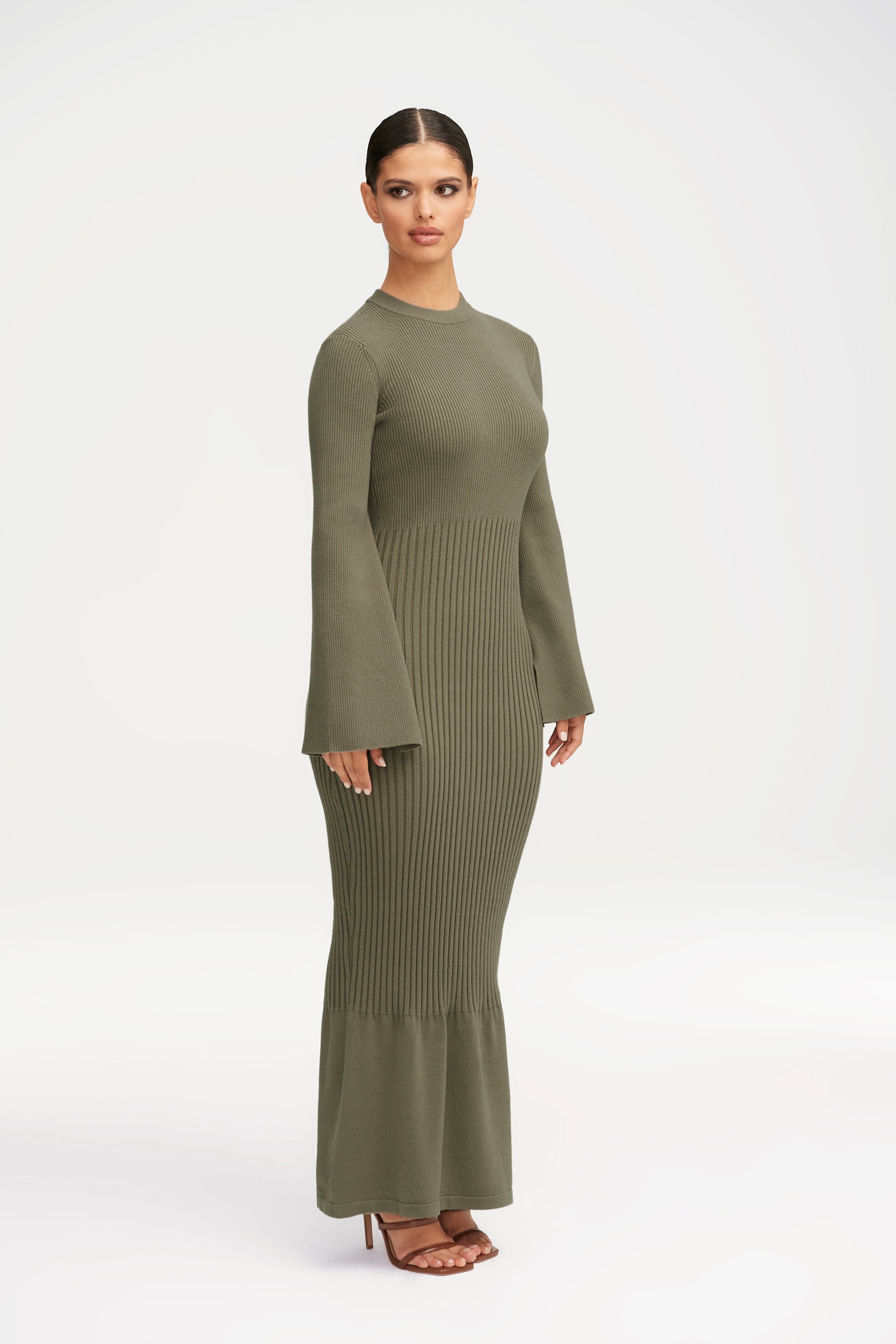 Kourtney Ribbed Knit Maxi Dress - Dark Forest Clothing Veiled 