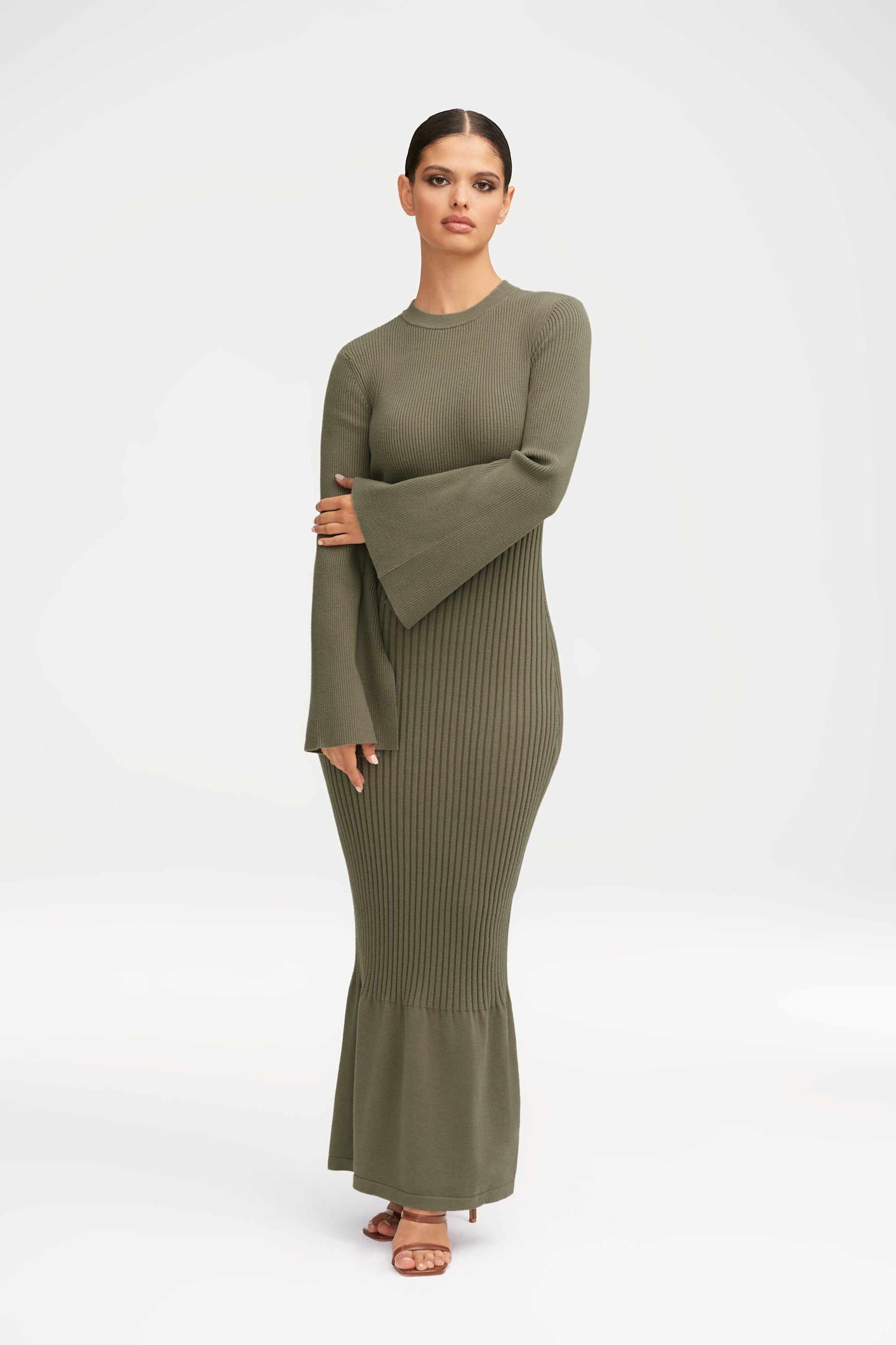 Kourtney Ribbed Knit Maxi Dress - Dark Forest Clothing Veiled 