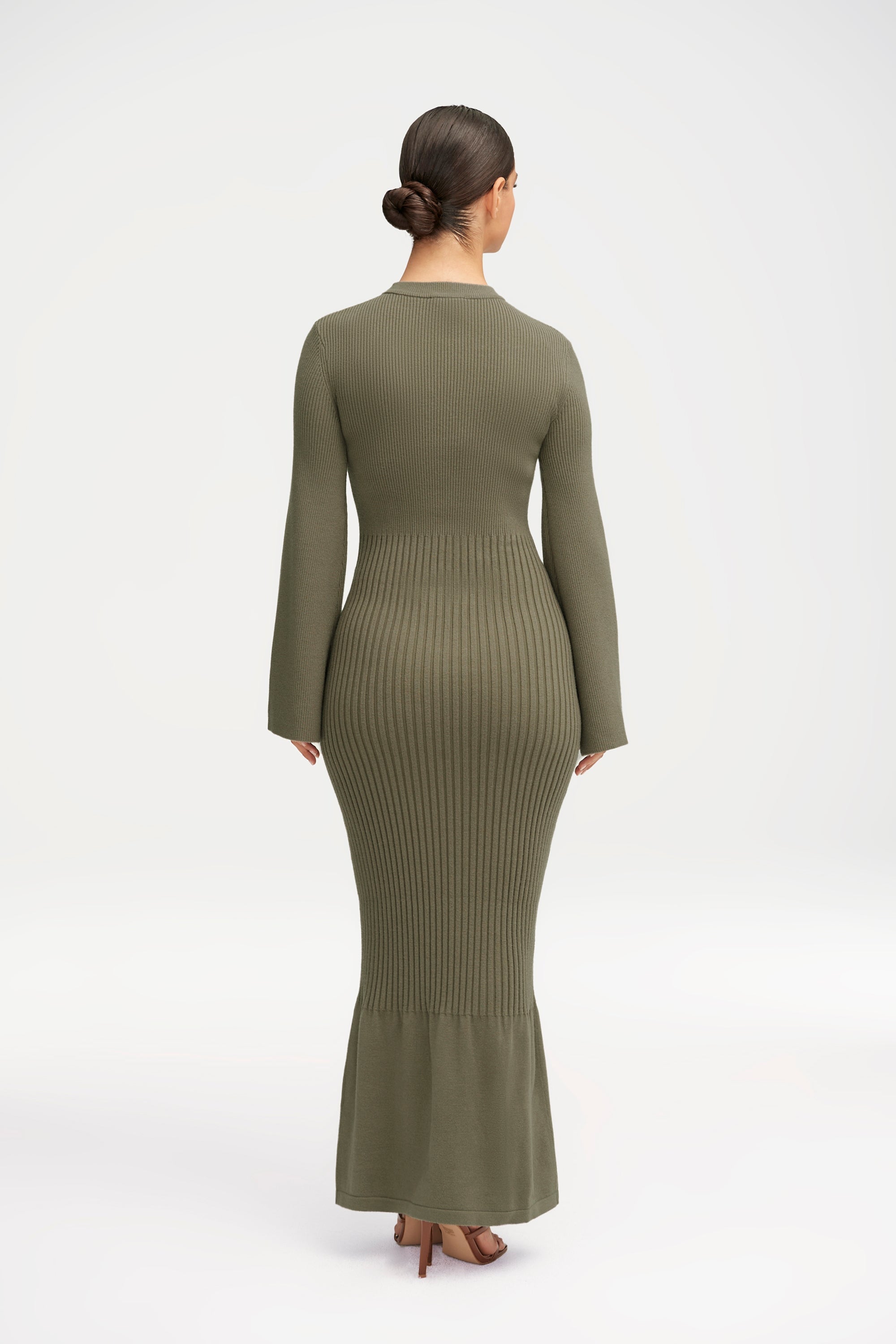 Kourtney Ribbed Knit Maxi Dress - Dark Forest Clothing Veiled 