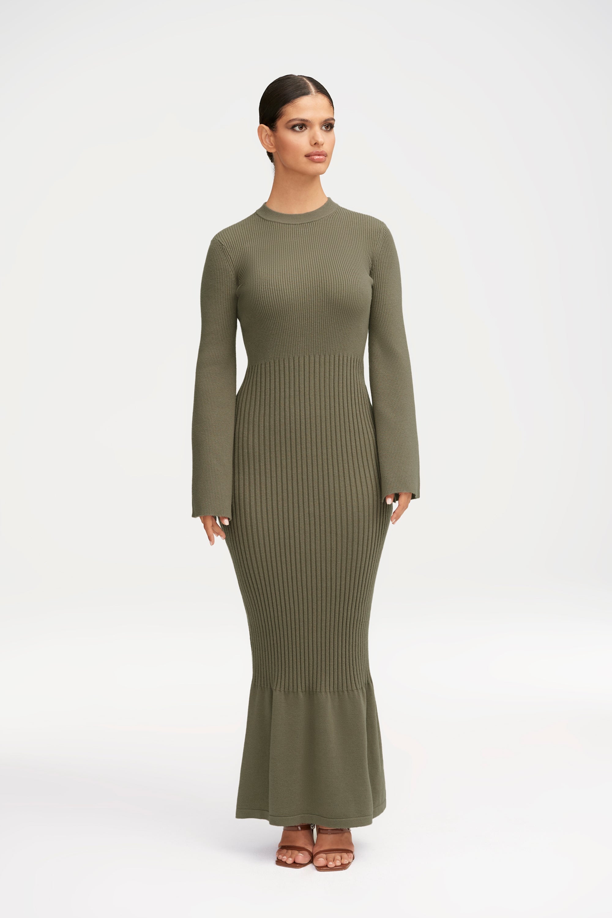 Kourtney Ribbed Knit Maxi Dress - Dark Forest Clothing Veiled 