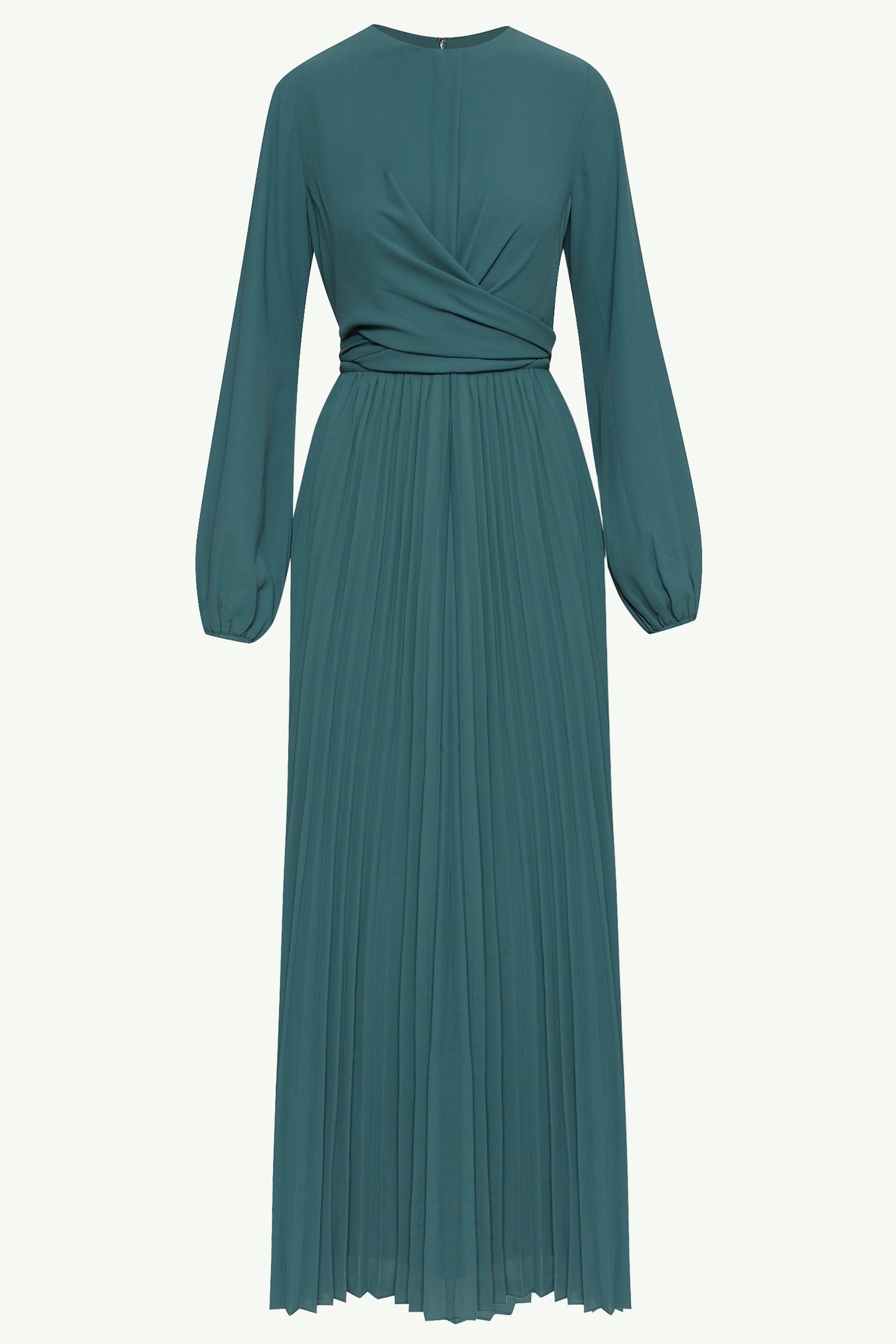 Layana Pleated Wrap Waist Maxi Dress - Dark Cactus Clothing Veiled 