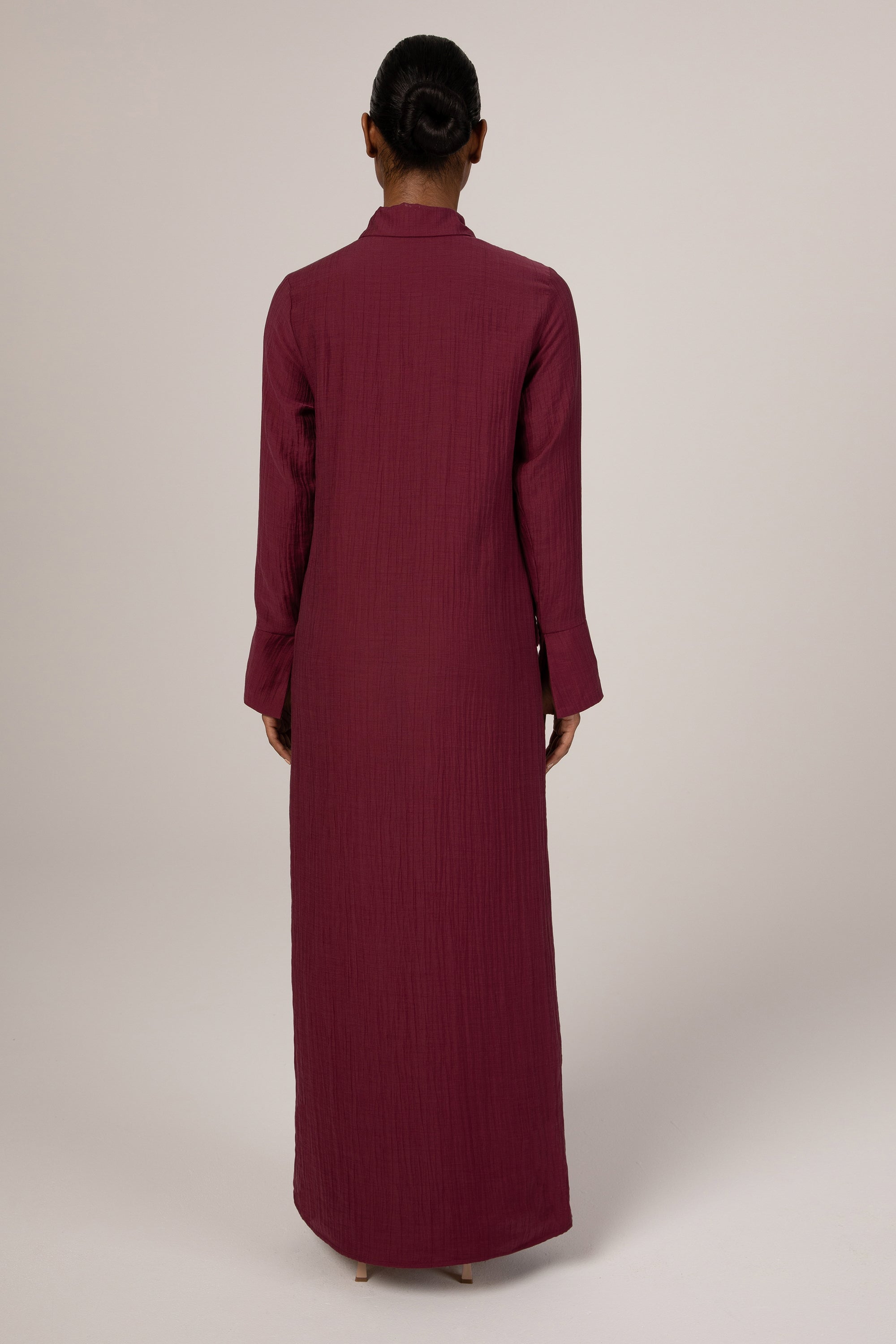 Louiza Textured Button Down Maxi Dress - Dark Purple Veiled Collection 