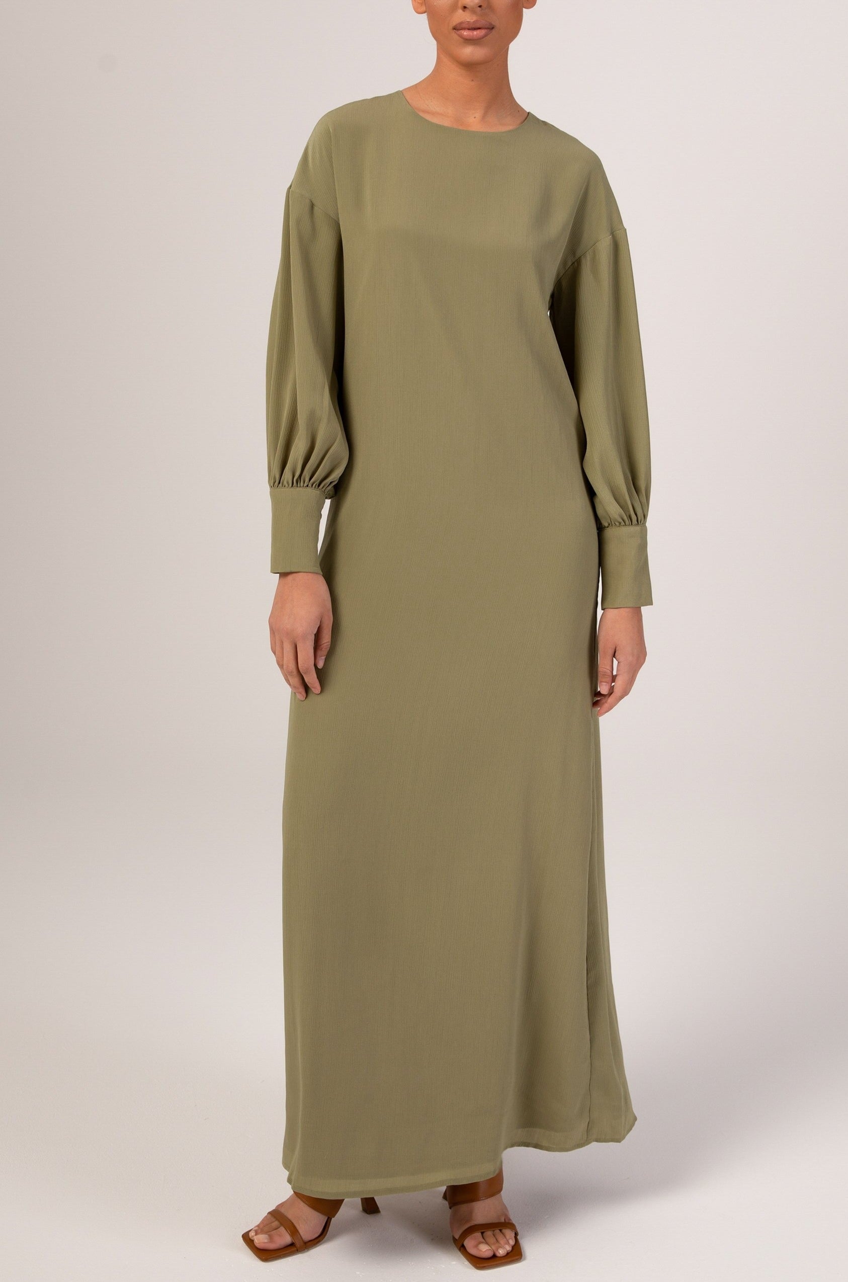 Madina Textured Maxi Dress - Avocado Veiled 