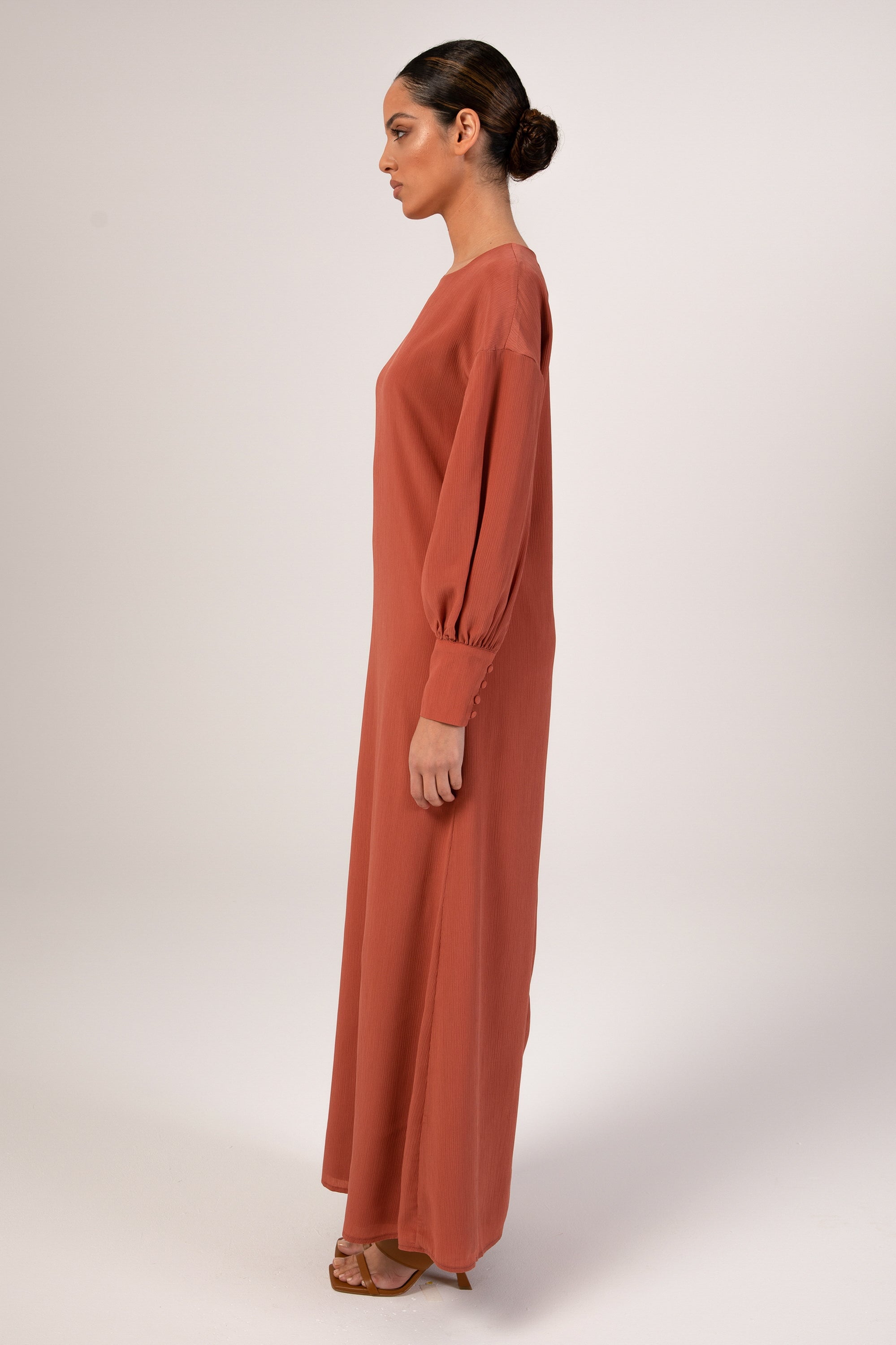 Madina Textured Maxi Dress - Dark Rose Veiled 