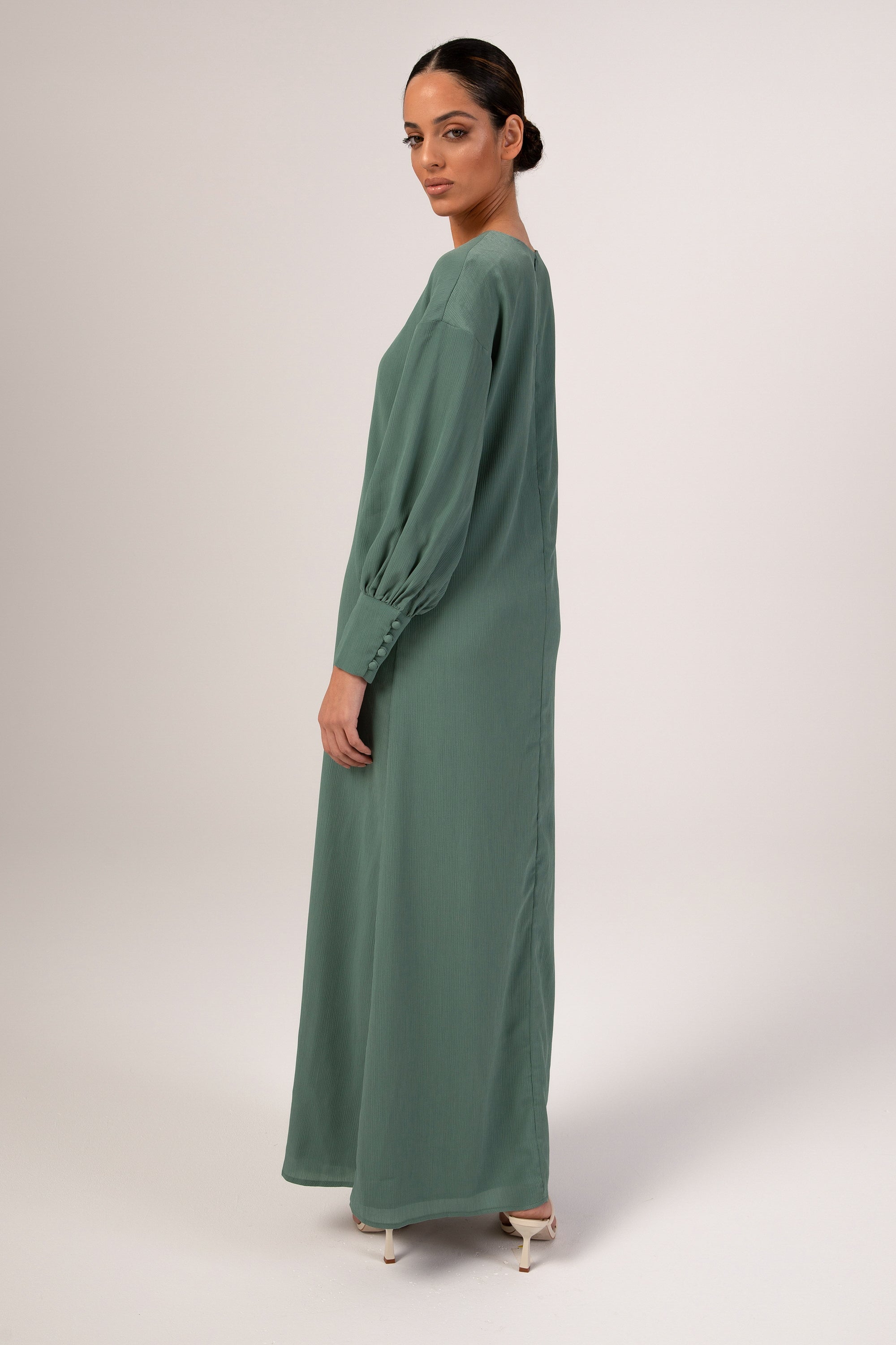 Madina Textured Maxi Dress - Sage Veiled 