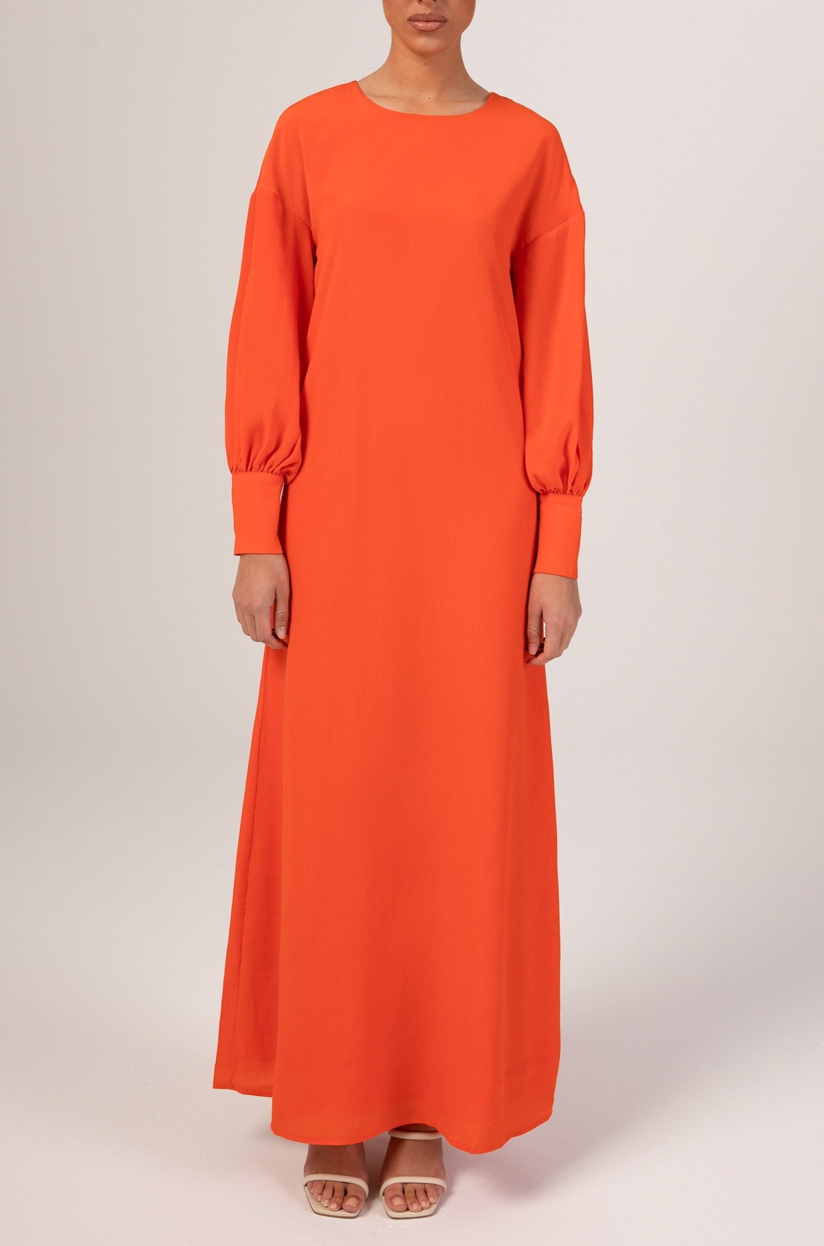 Madina Textured Maxi Dress - Scarlet Orange Veiled 