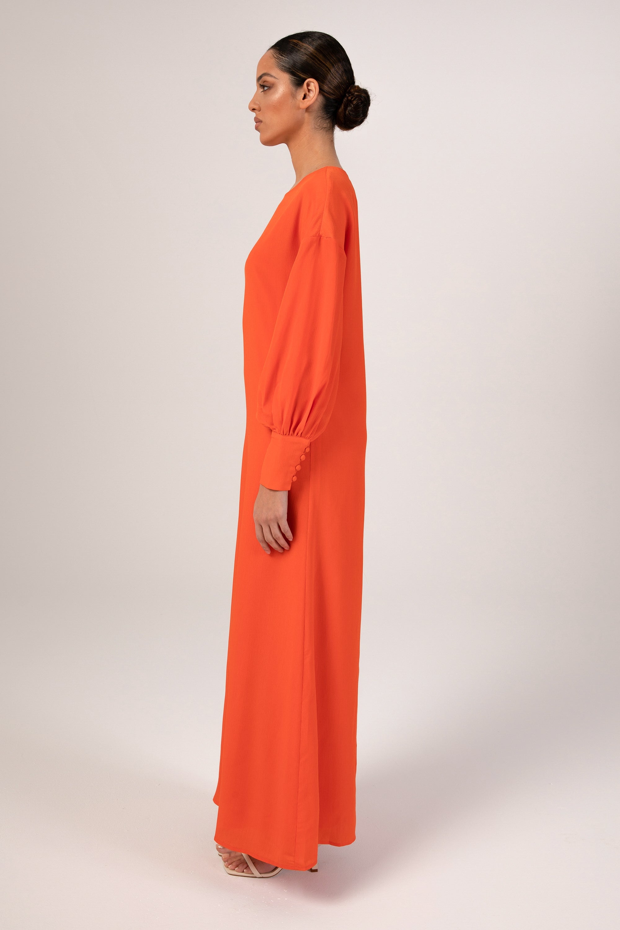 Madina Textured Maxi Dress - Scarlet Orange Veiled 