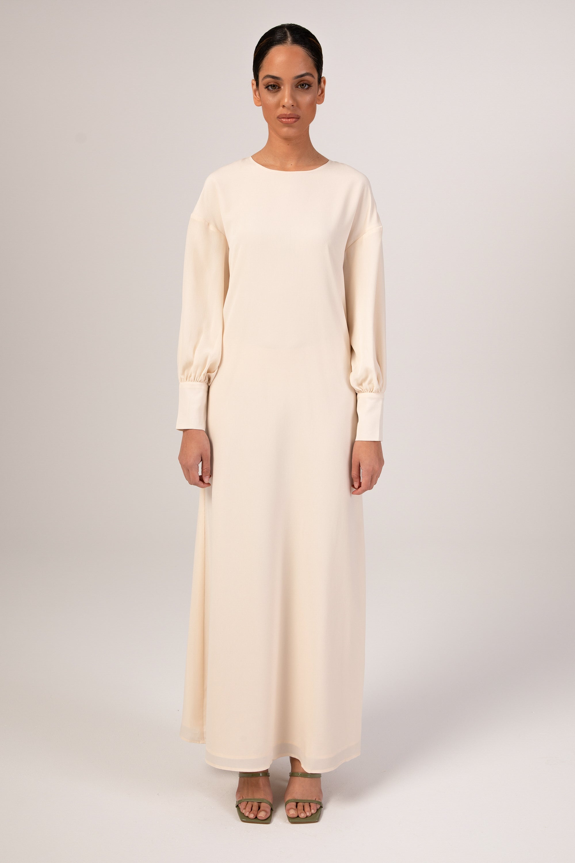 Madina Textured Maxi Dress - Unbleached Veiled 