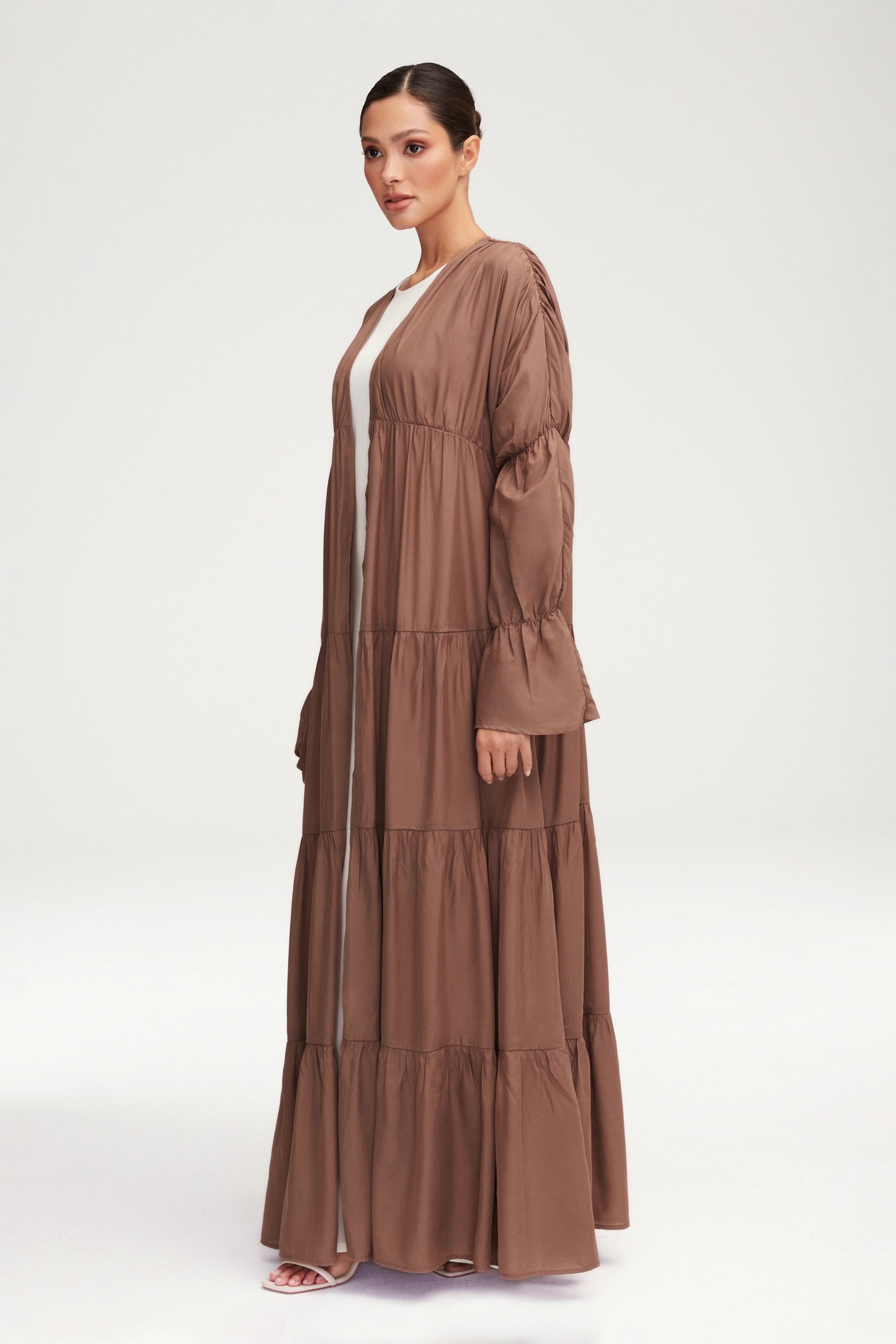 Malika Open Abaya - Pecan Clothing Veiled 