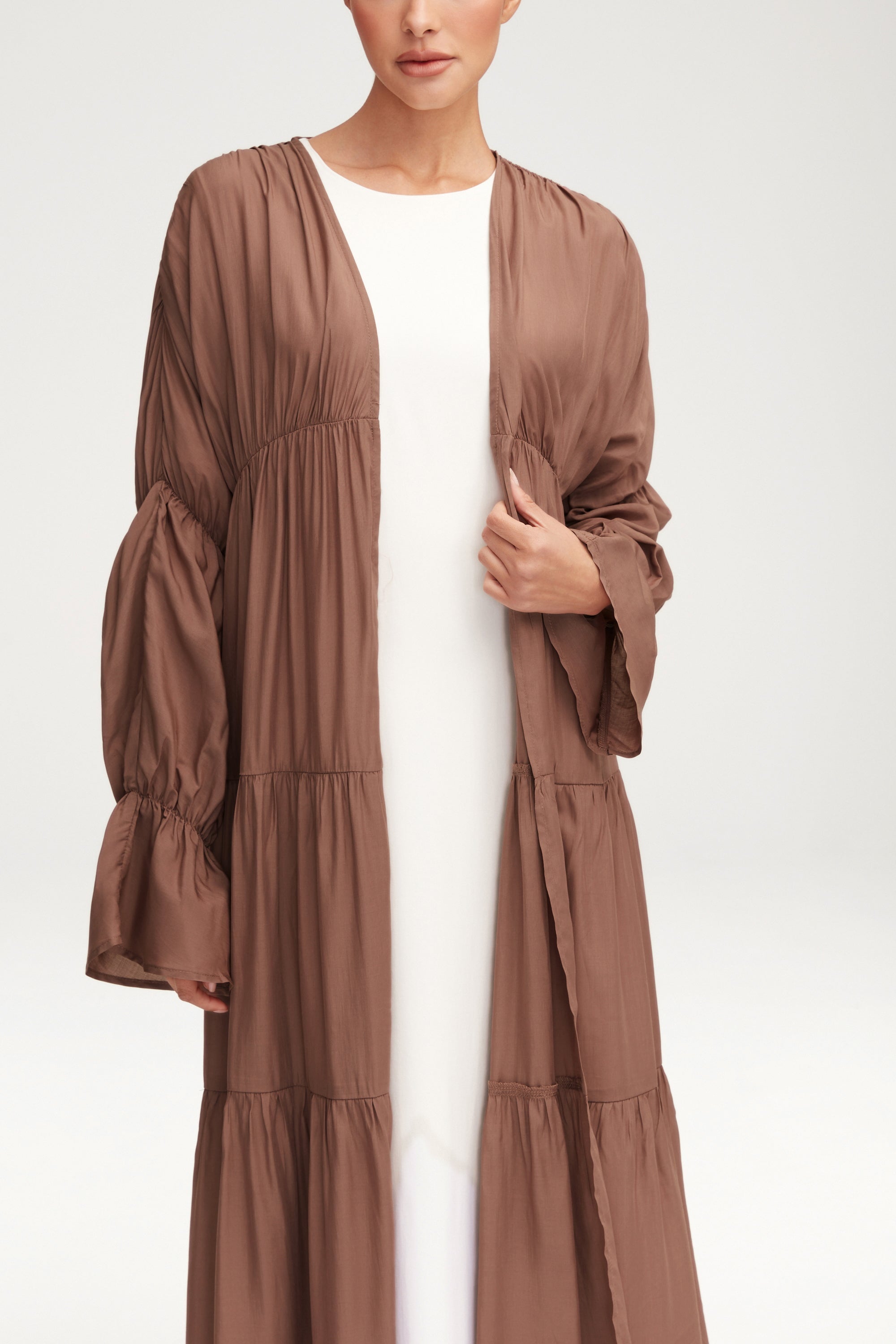 Malika Open Abaya - Pecan Clothing Veiled 