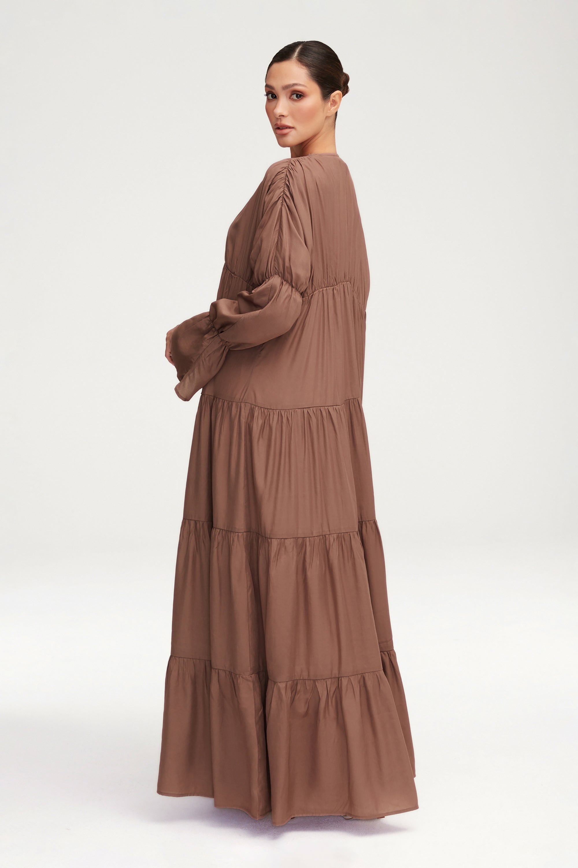 Malika Open Abaya - Pecan Clothing Veiled 