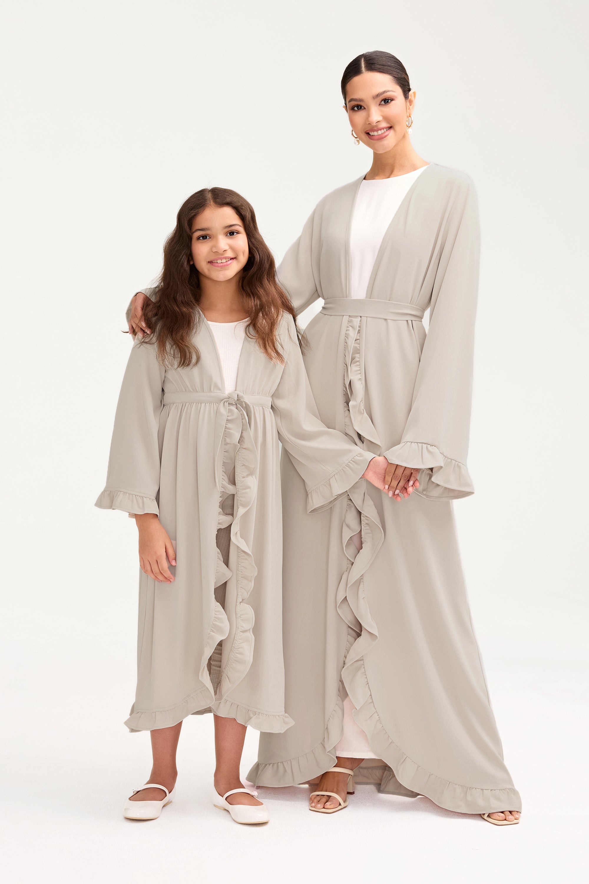 Mariam Ruffle Abaya - Stone (Girls) Clothing Veiled 