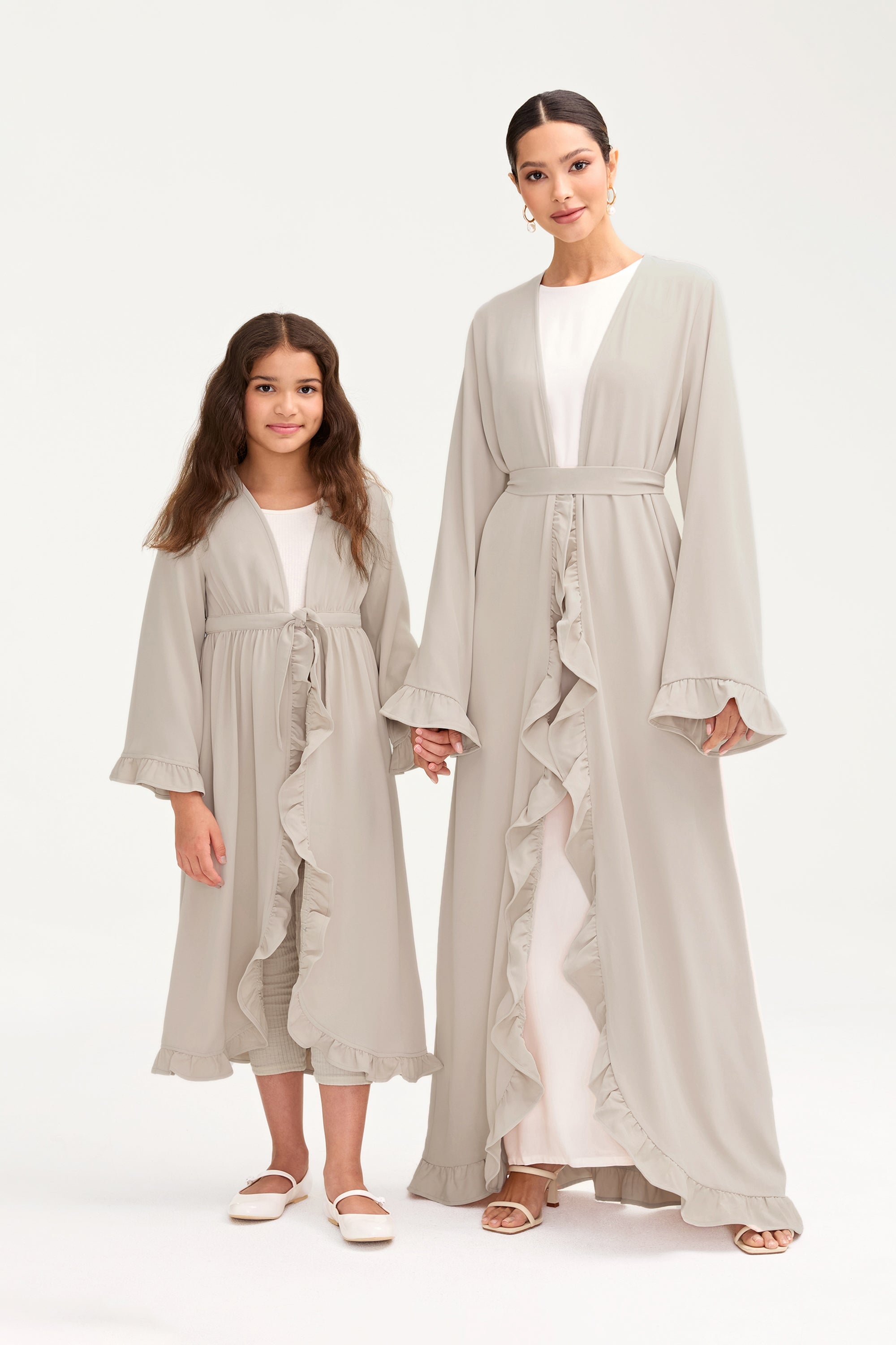 Mariam Ruffle Abaya - Stone (Girls) Clothing Veiled 