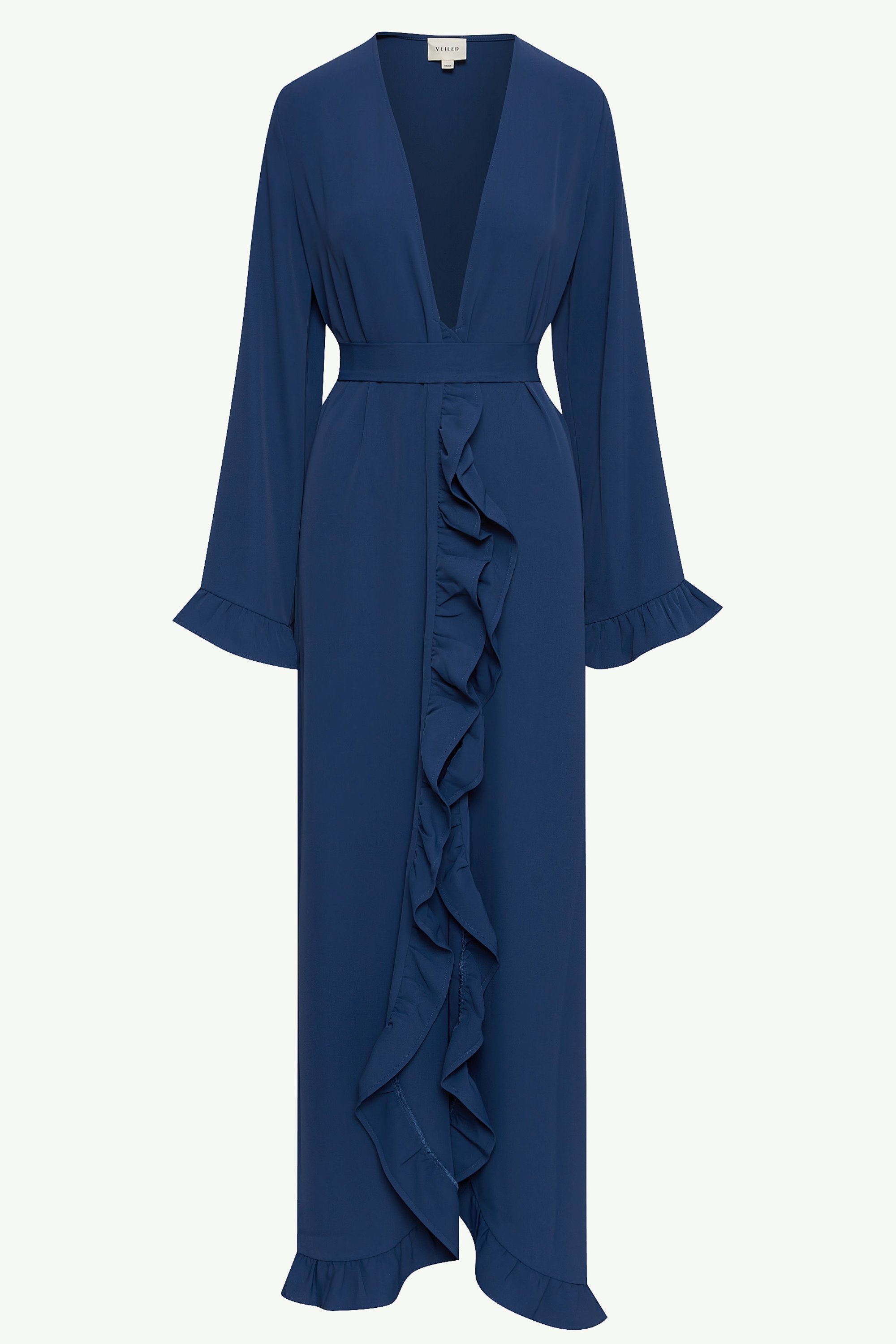 Mariam Ruffle Open Abaya - Midnight Blue Clothing Veiled 