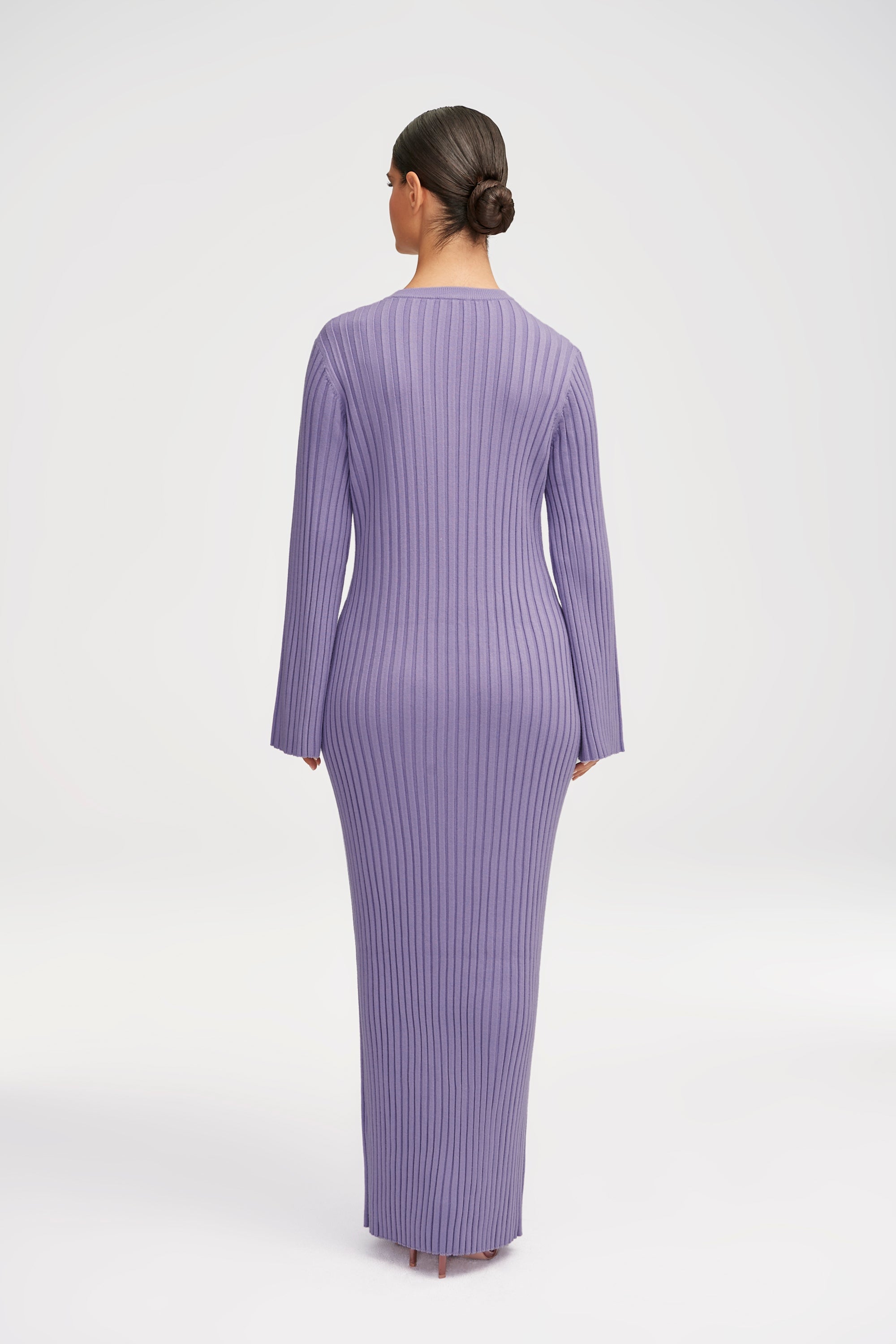 Melanie Ribbed Knit Maxi Dress - Lavender Clothing Veiled 