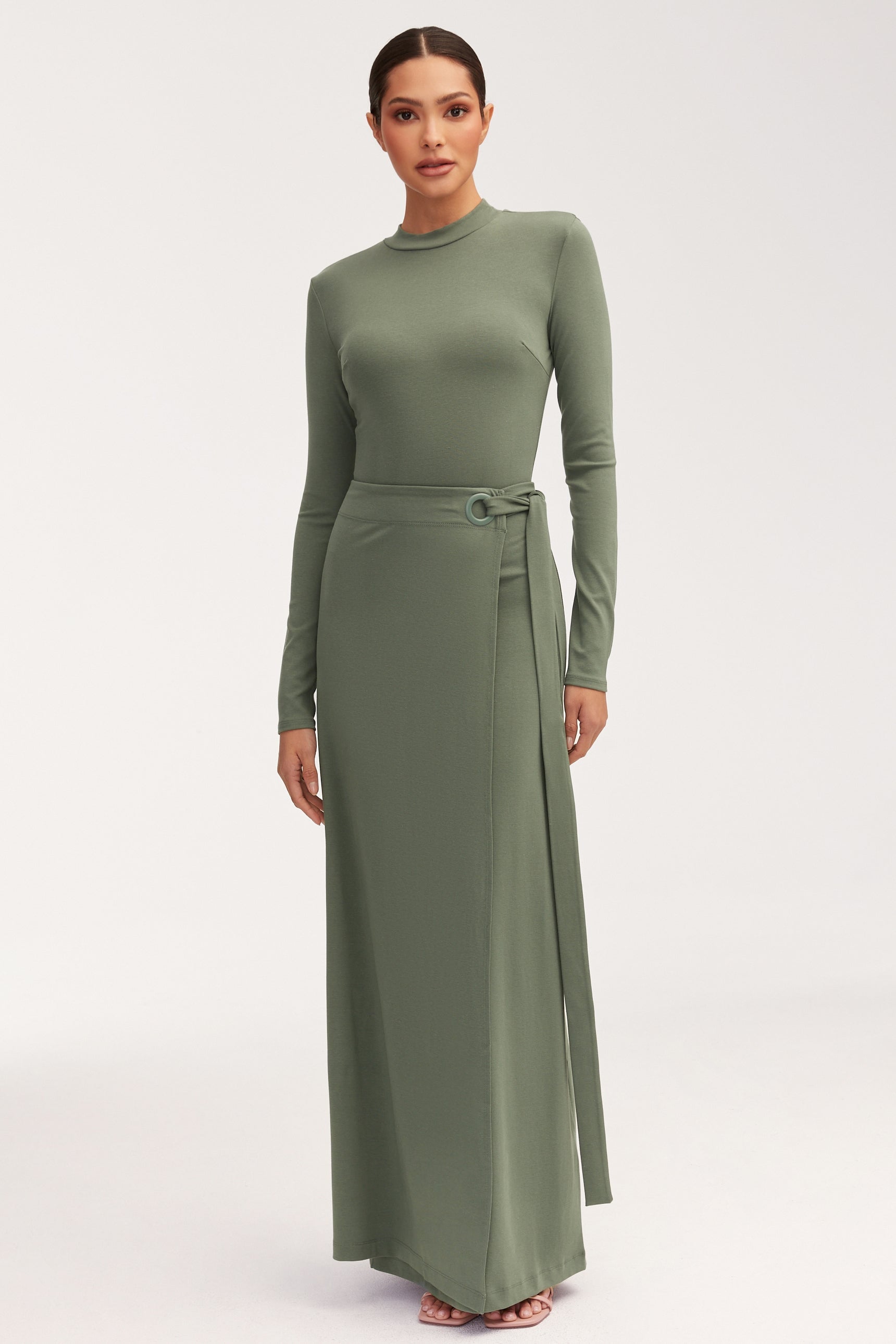 Melissa Jersey Maxi Dress with Wrap Skirt - Dark Forest Sets Veiled 