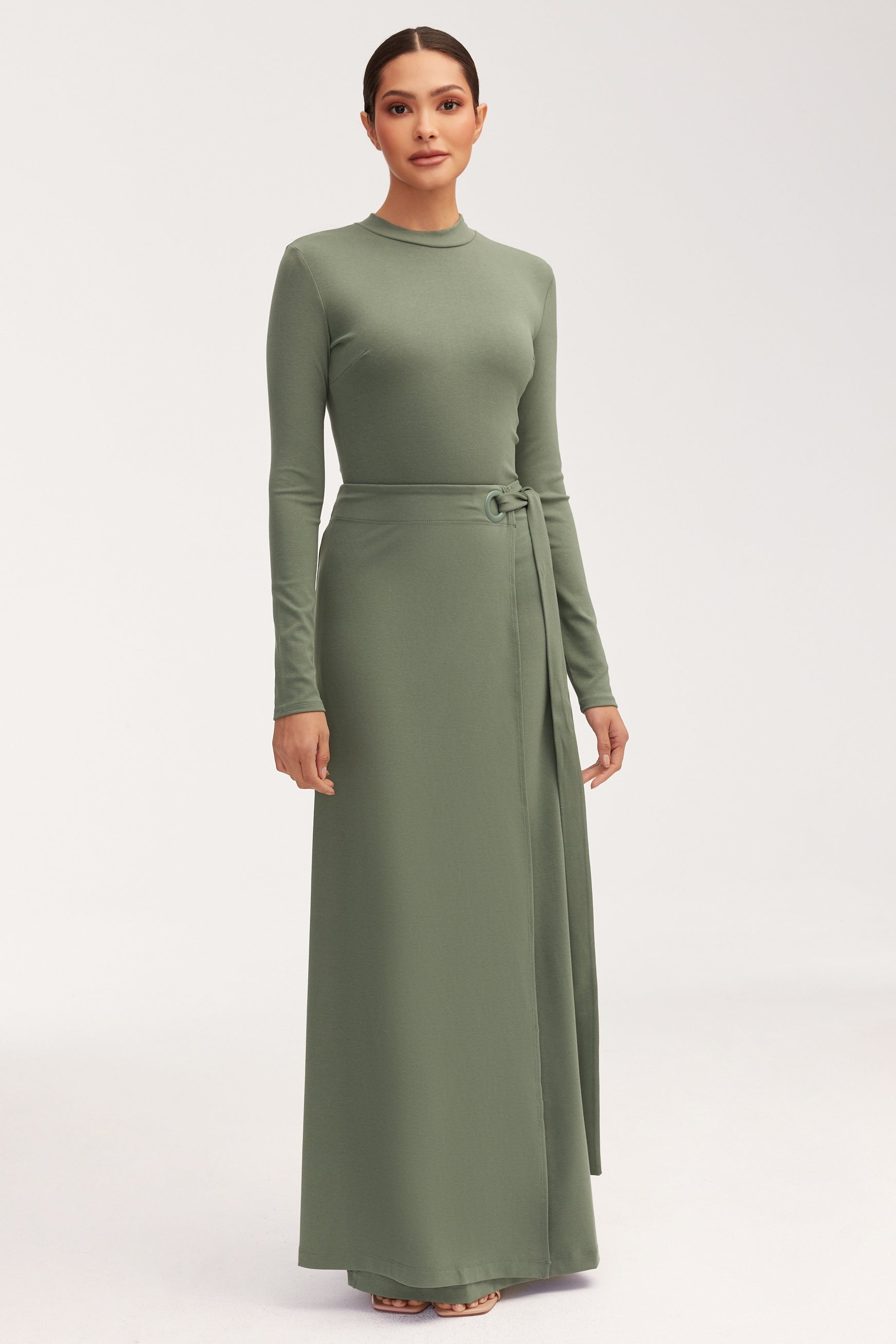 Melissa Jersey Maxi Dress with Wrap Skirt - Dark Forest Sets Veiled 