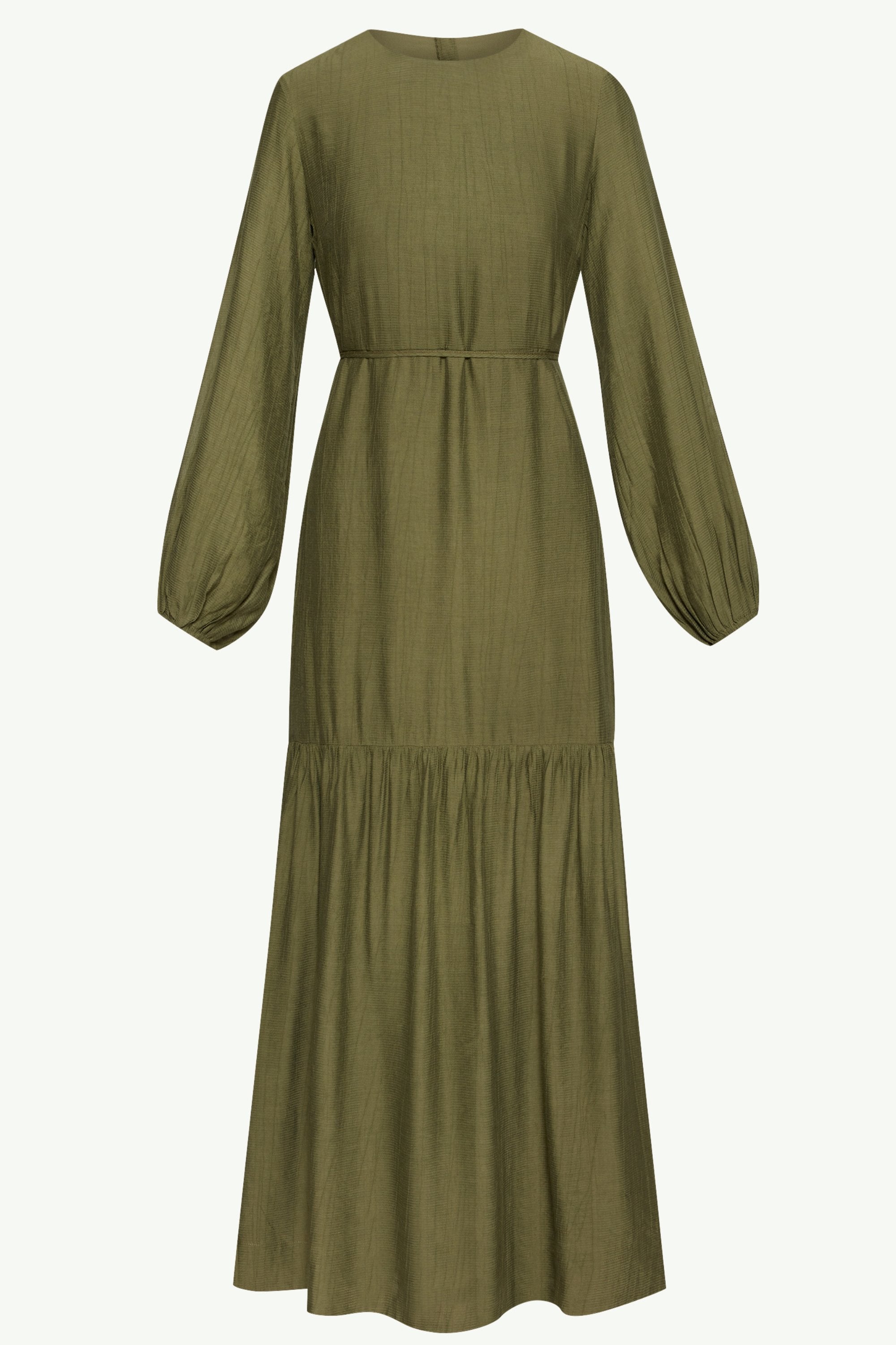 Mila Tiered Maxi Dress - Olive Green Clothing Veiled 