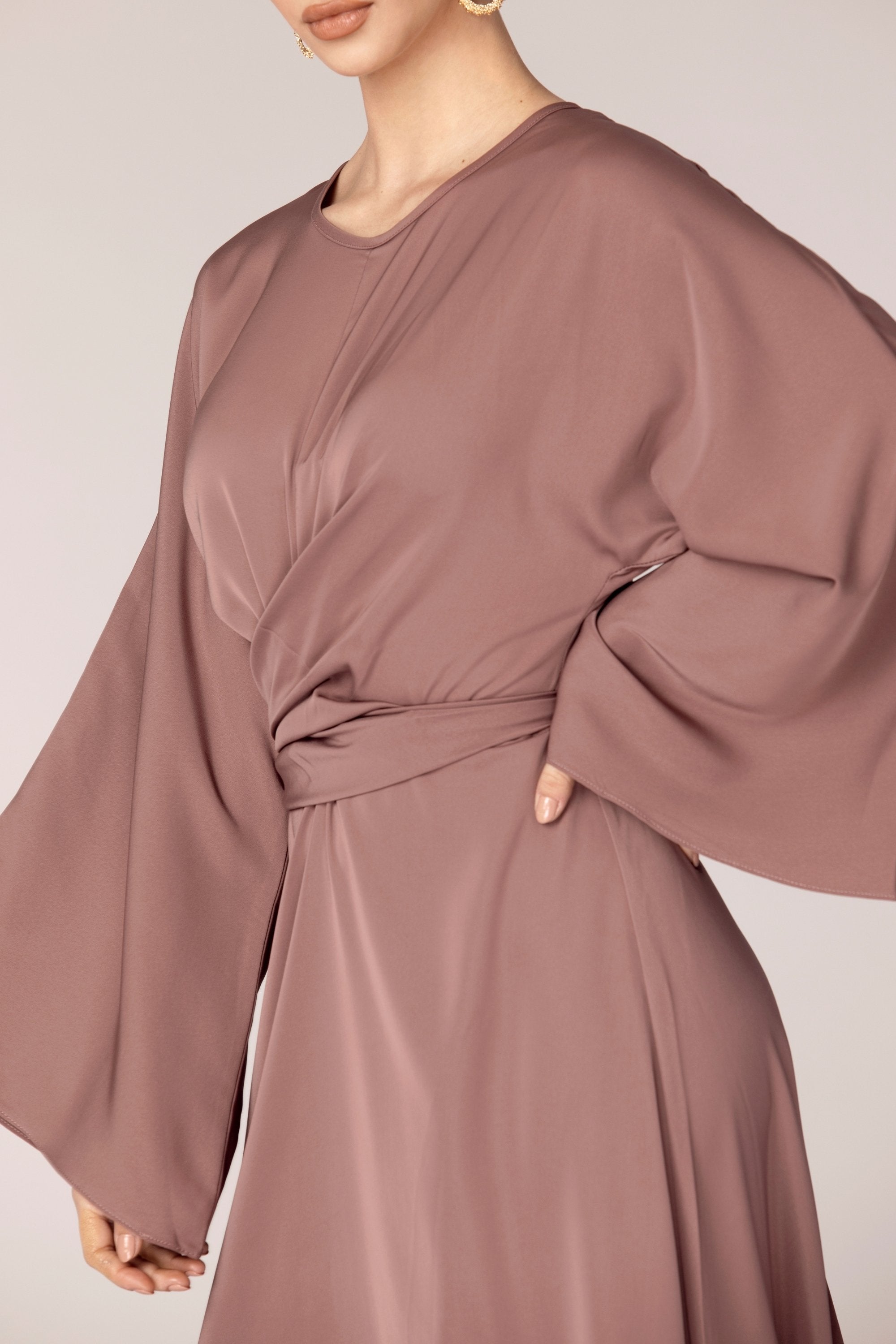 Mina Wrap Waist Maxi Dress - Dark Mauve Veiled Collection 