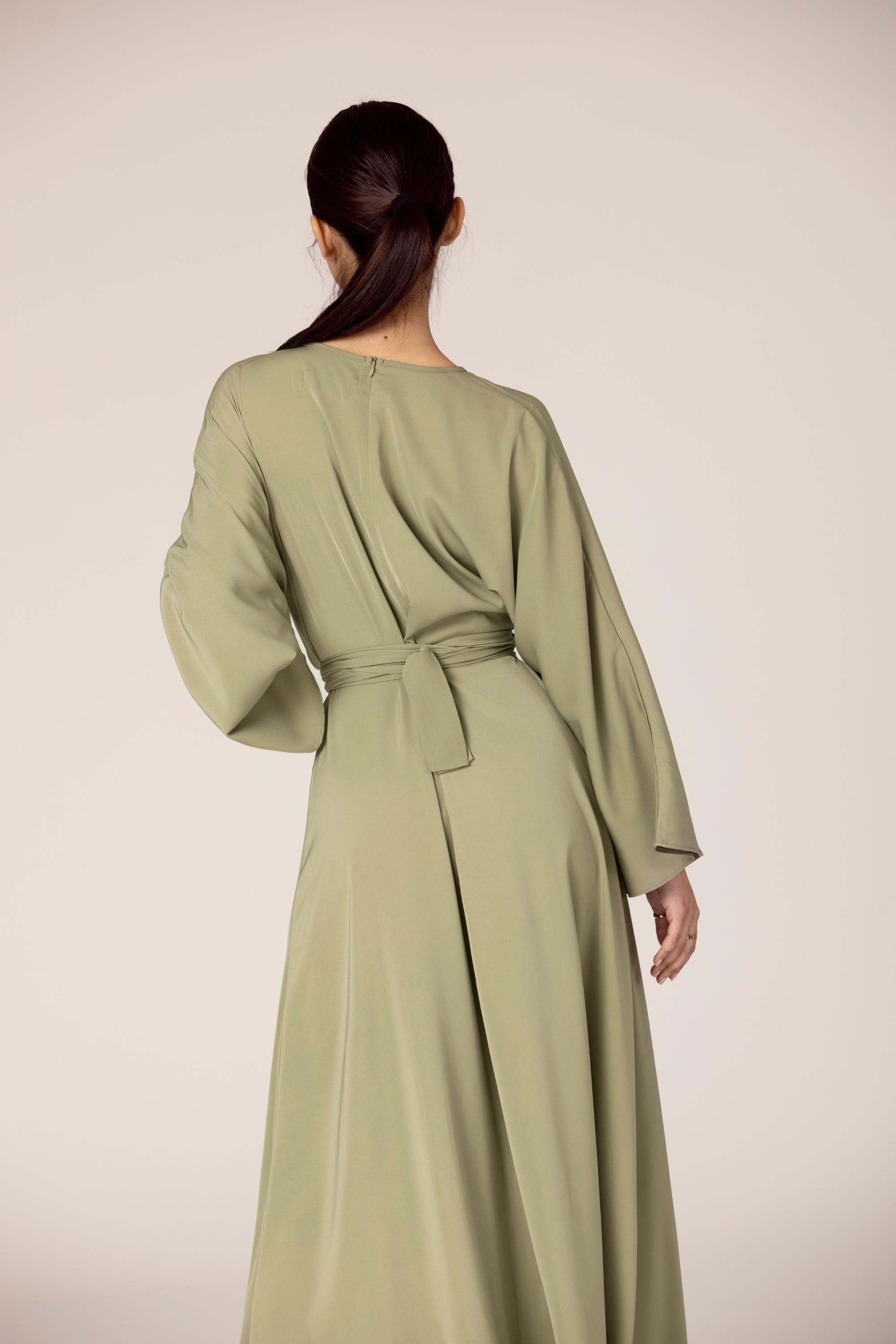 Mina Wrap Waist Maxi Dress - Green Veiled Collection 